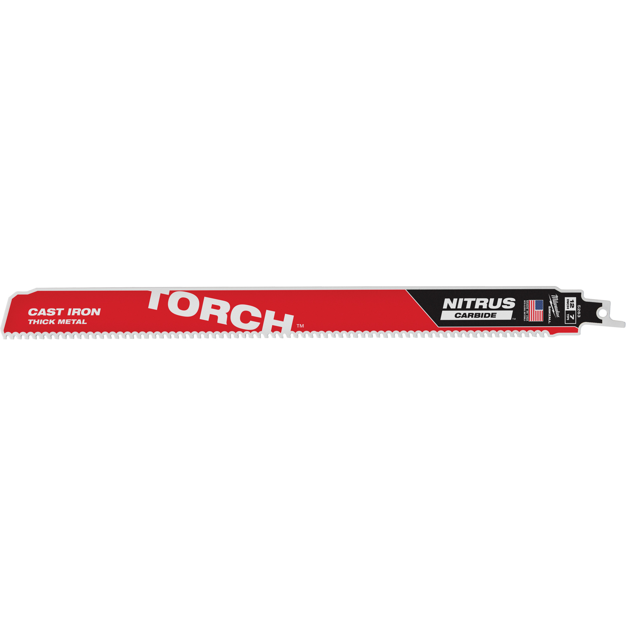 Lame Sawzall MD TorchMC avec Nitrus CarbideMC, Carbure, 7 Dents par pouce, 12" lo x 1" la