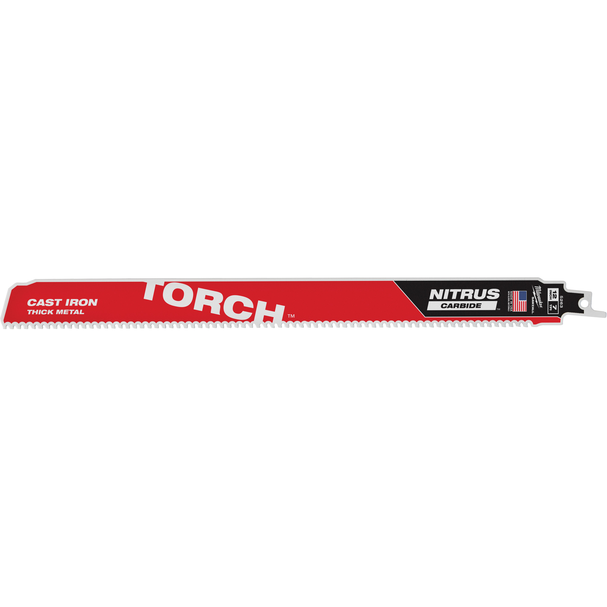 Lame Sawzall MD TorchMC avec Nitrus CarbideMC, Carbure, 7 Dents par pouce, 12" lo x 1" la