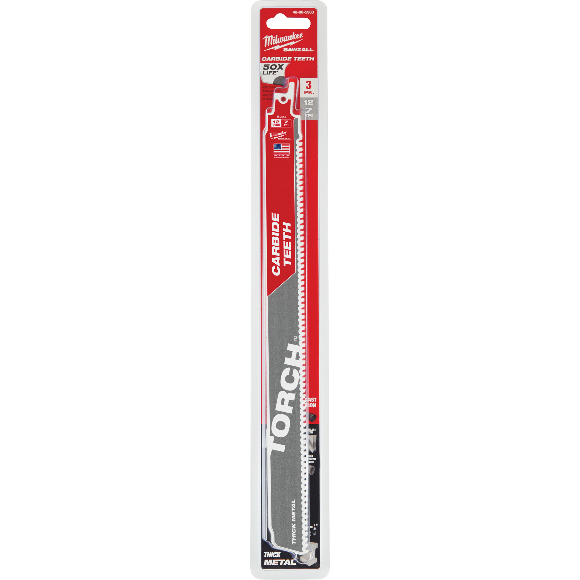 Lame SawzallMD TorchMC, Carbure, 7 Dents par pouce, 12" lo x 1" la – Image 2