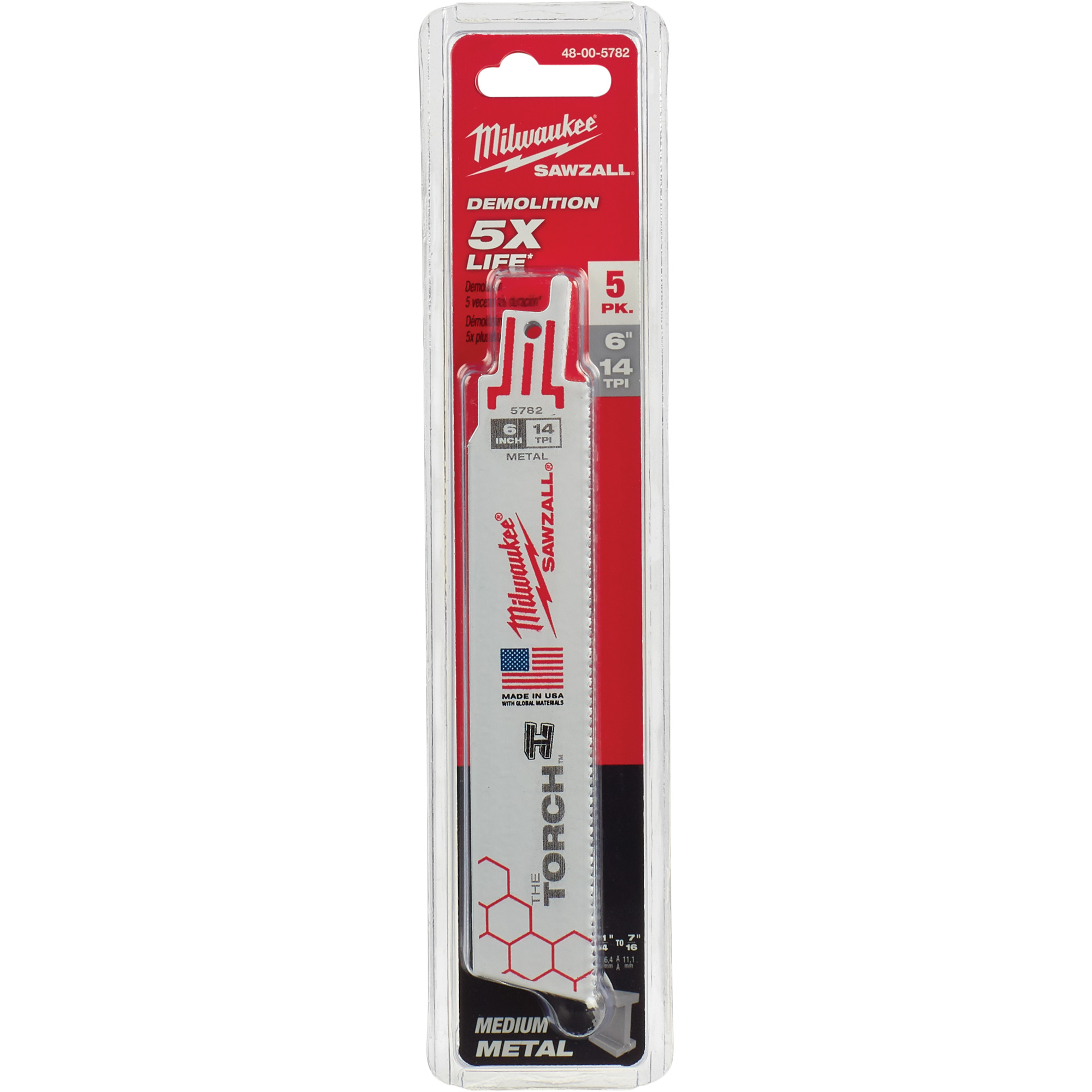 Lames The TorchMC SawzallMD, Bimétal, 14 Dents par pouce, 6" lo x 1" la