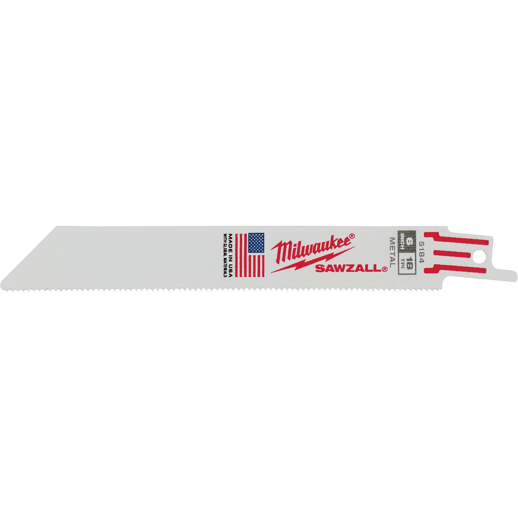 Lames de scie alternative SawzallMD, Bimétal, 18 Dents par pouce, 6" lo x 3/4" la