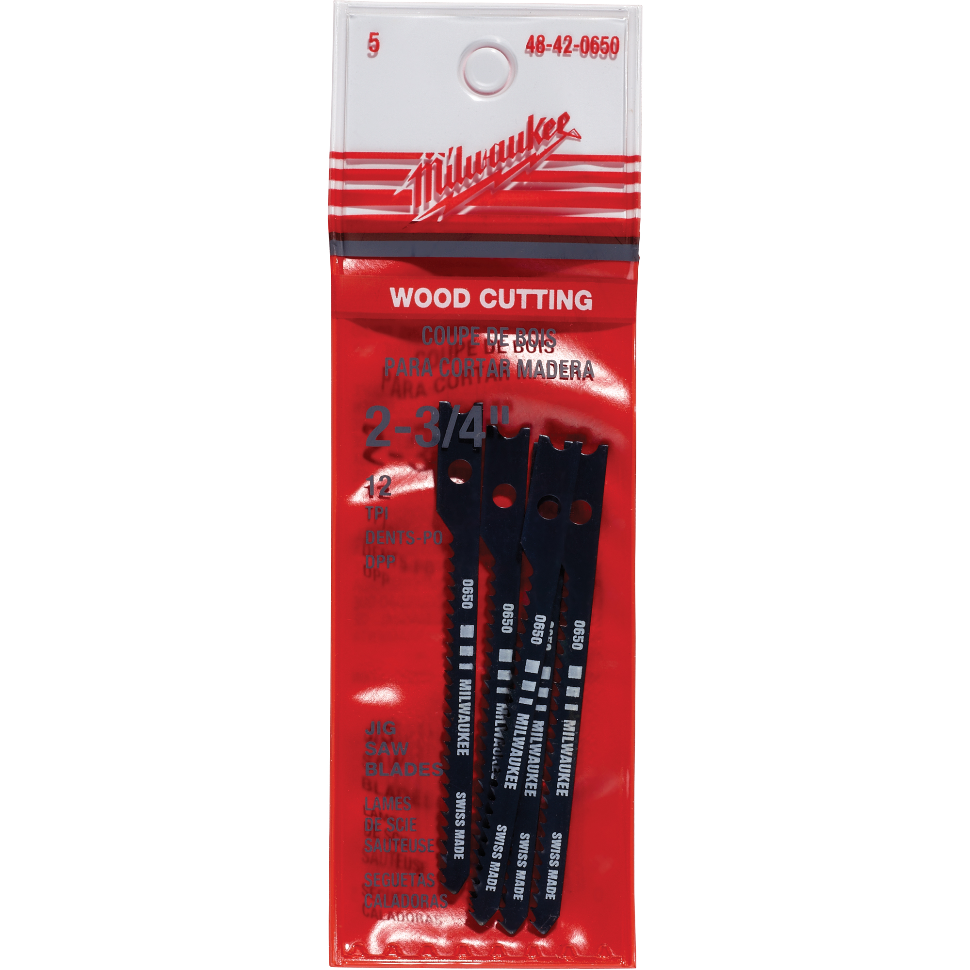 Lames de scie sauteuse, Acier à haute teneur en carbone, Tige en U, 2-3/4" lo, 12 dents par pouce