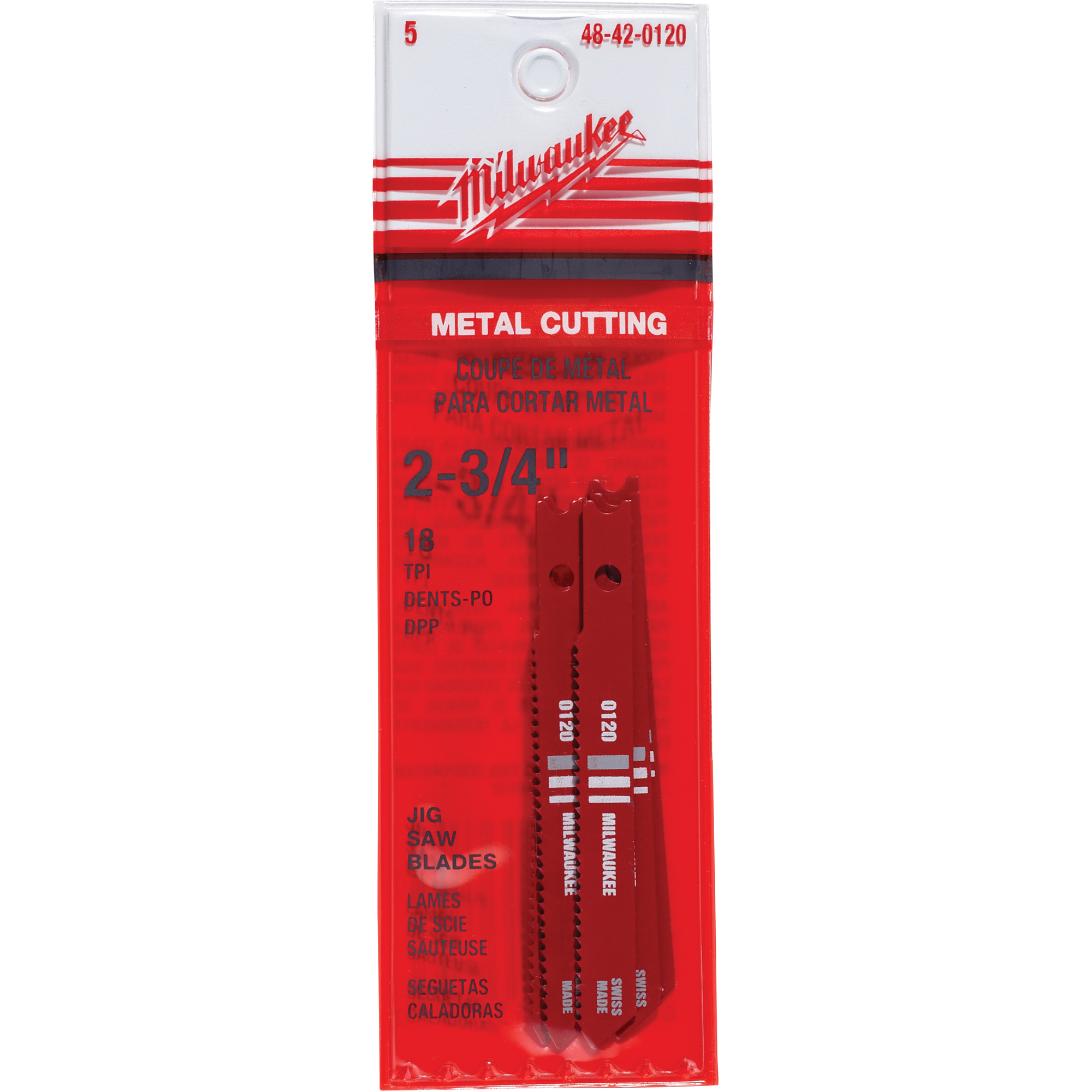 Lames de scie sauteuse, Acier rapide, Tige en U, 2-3/4" lo, 18 dents par pouce