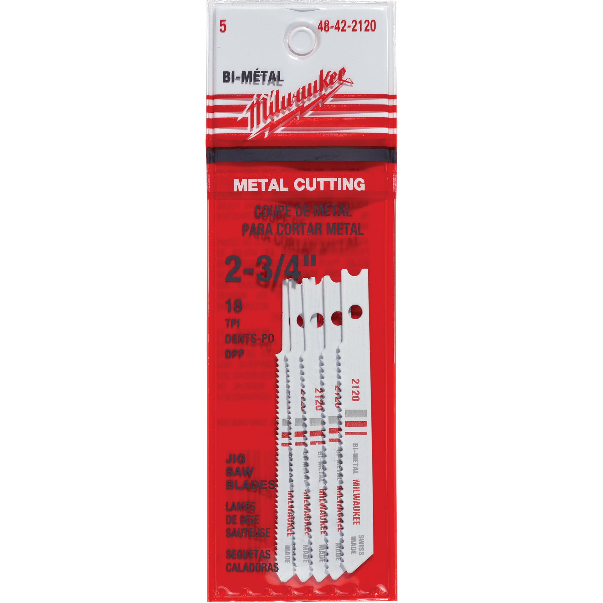 Lames de scie sauteuse, Bimétal, Tige en U, 2-3/4" lo, 18 dents par pouce