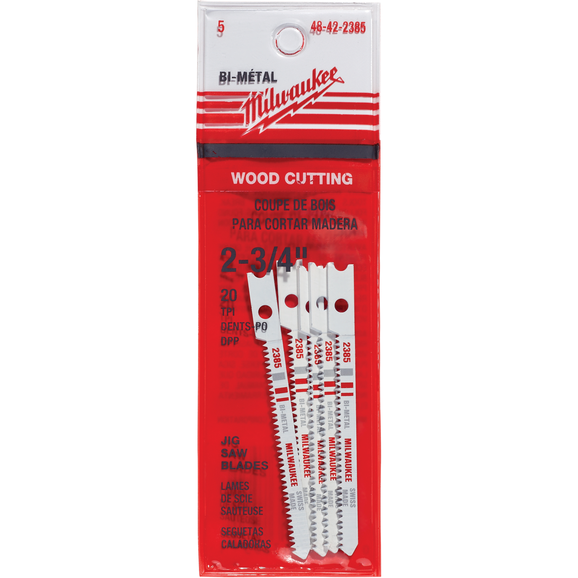 Lames de scie sauteuse, Bimétal, Tige en U, 2-3/4" lo, 20 dents par pouce