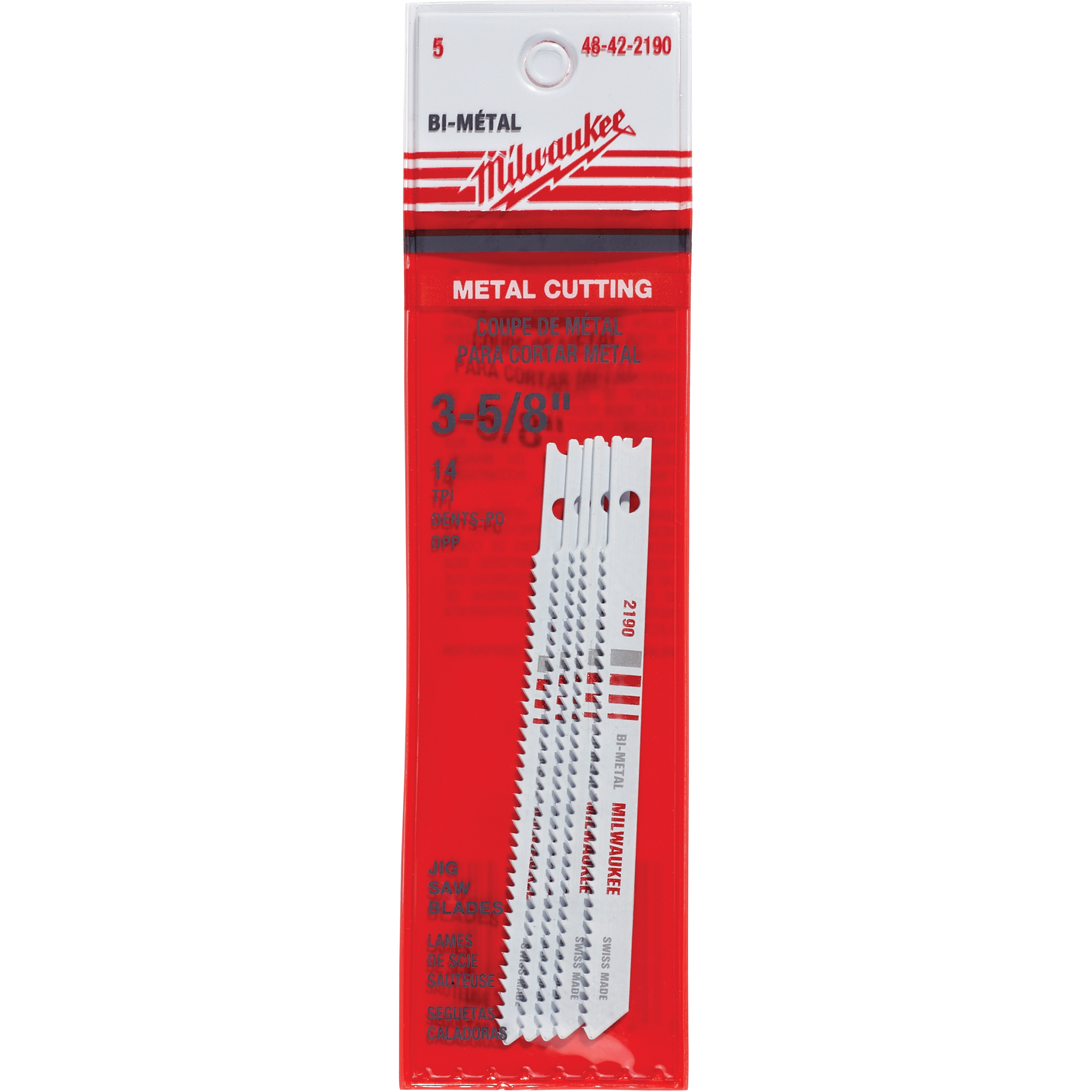 Lames de scie sauteuse, Bimétal, Tige en U, 3-5/8" lo, 14 dents par pouce