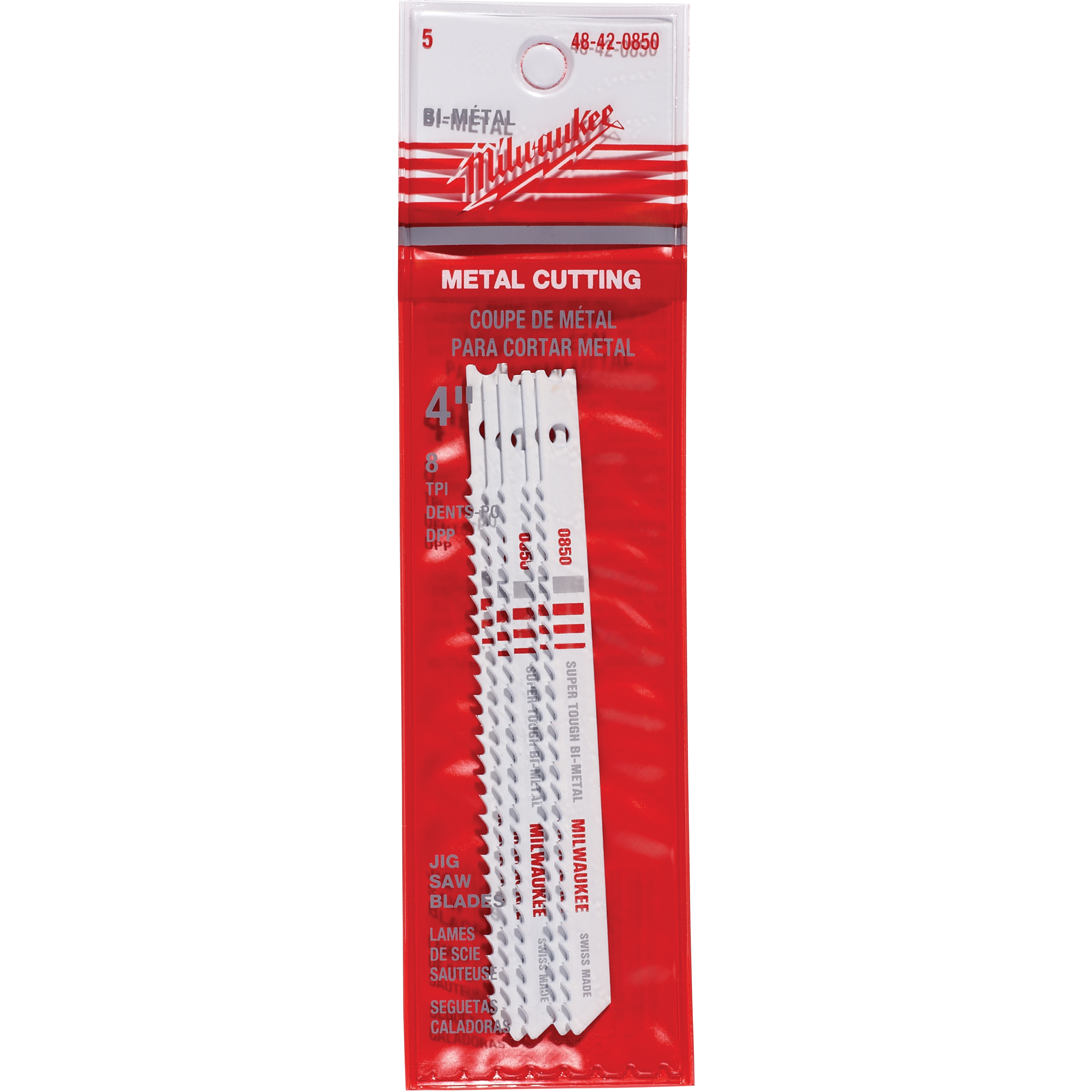 Lames de scie sauteuse, Bimétal, Tige en U, 4" lo, 8 dents par pouce