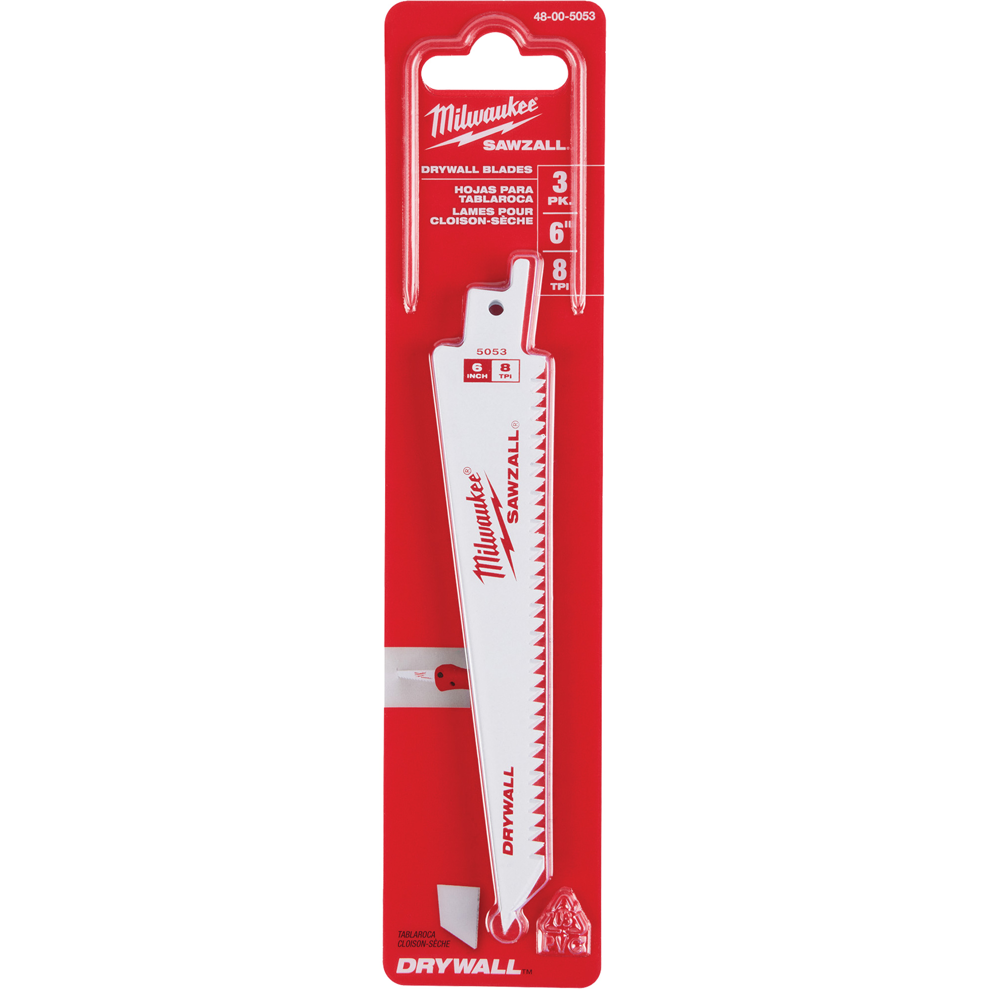 Lames SawzallMC 8 TPI pour cloison sèche