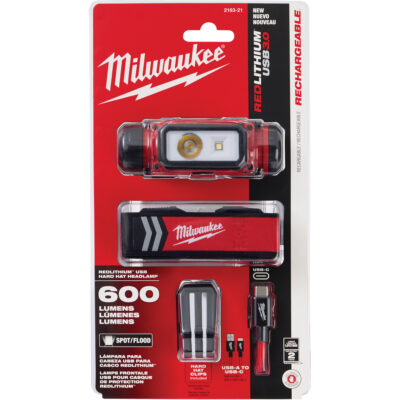 Lampe frontale pour casque de sécurité USB REDLITHIUMMC, DEL, 600 lumens, 5 hres de fonctionnement, piles Rechargeable