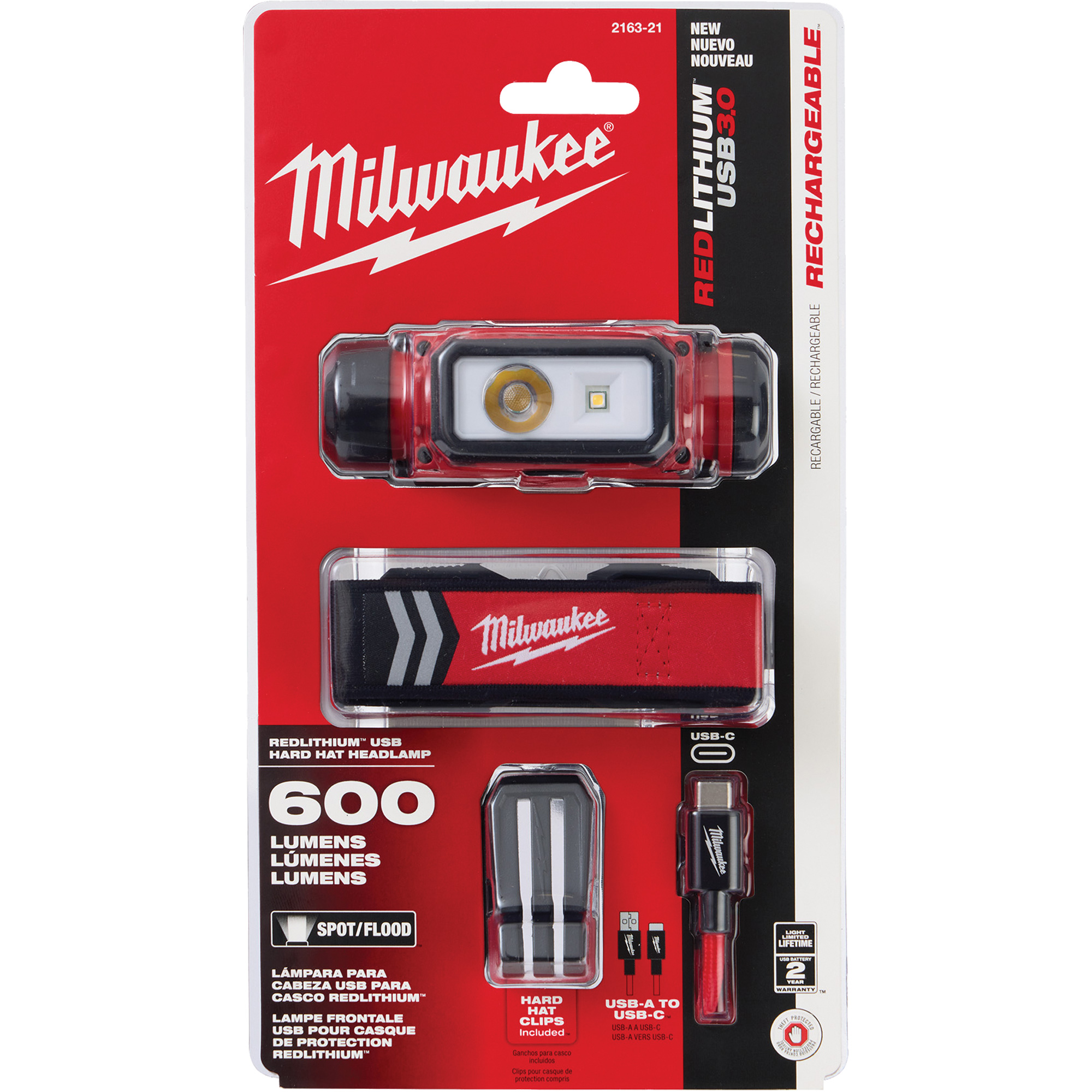 Lampe frontale pour casque de sécurité USB REDLITHIUMMC, DEL, 600 lumens, 5 hres de fonctionnement, piles Rechargeable