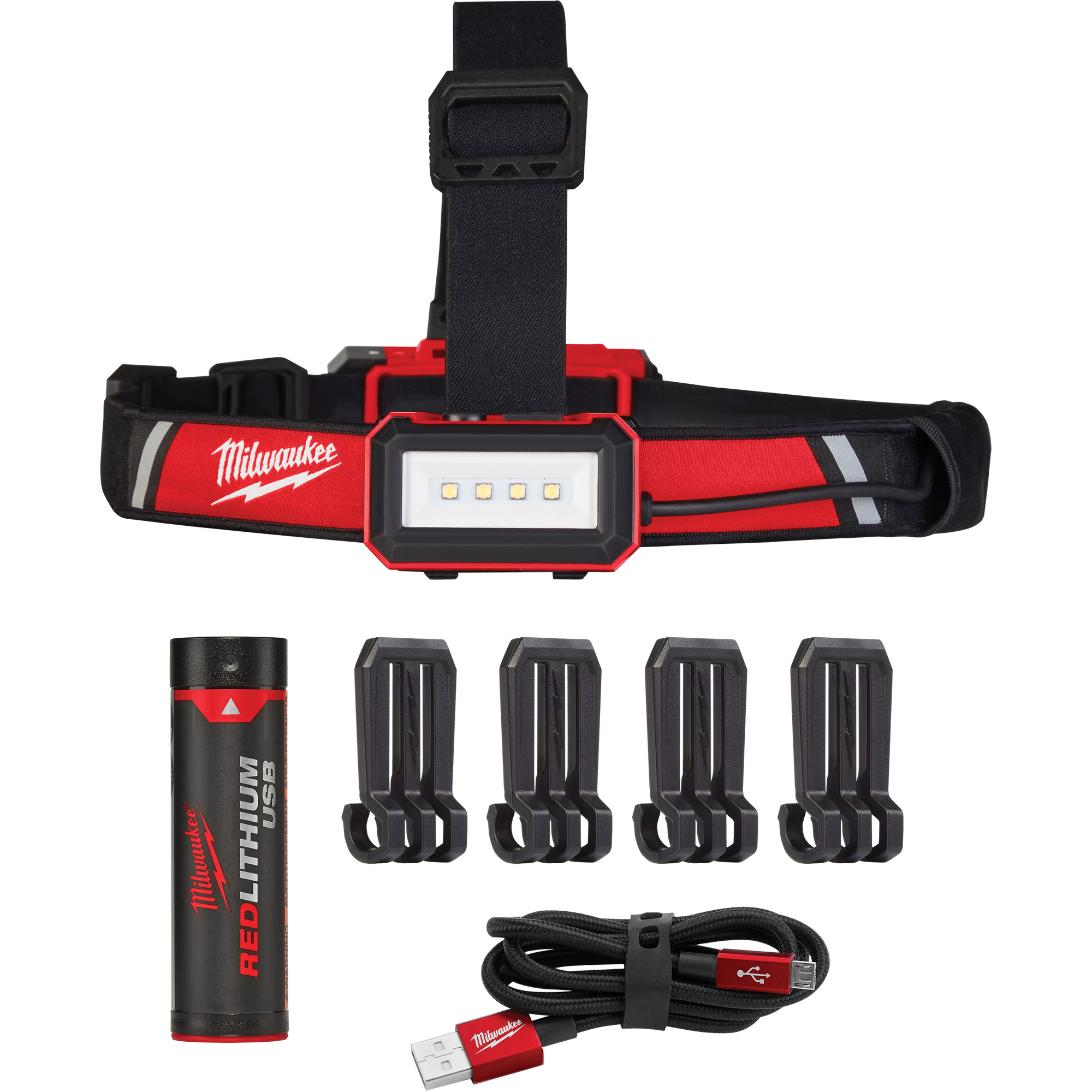 Lampe frontale USB à profil bas, DEL, 600 lumens, 2 hres de fonctionnement, piles Rechargeable