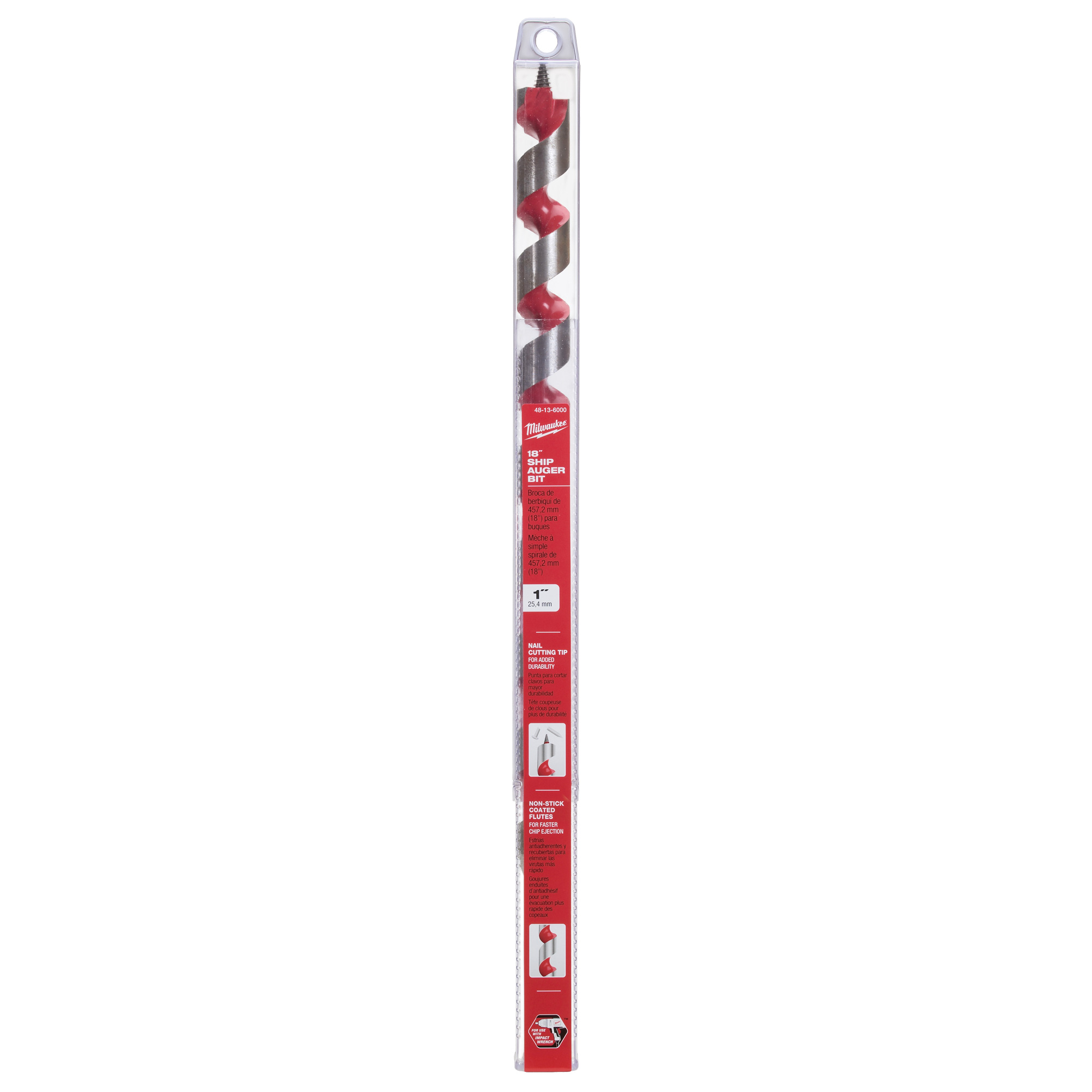Longue mèche hélicoïdale pour perceuse, Diamètre de 1", Cannelure 15", Tige 7/16" hexagonal