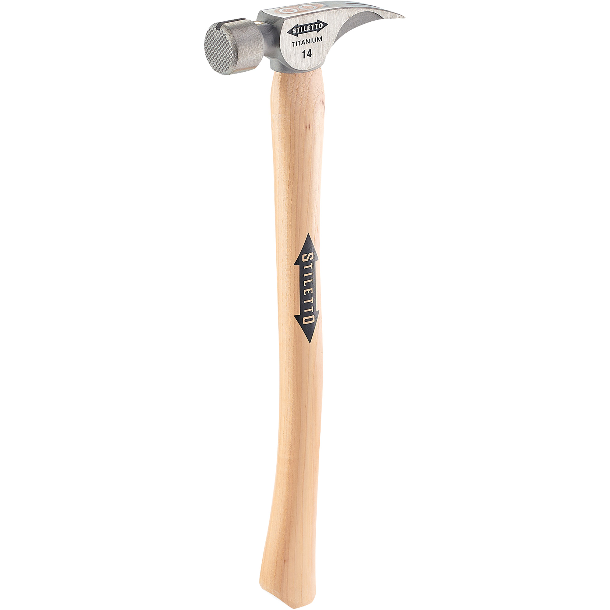 Marteau à face en titane fraisée avec manche incurvé en noyer, 14 oz, Prise en Bois, 18" lo