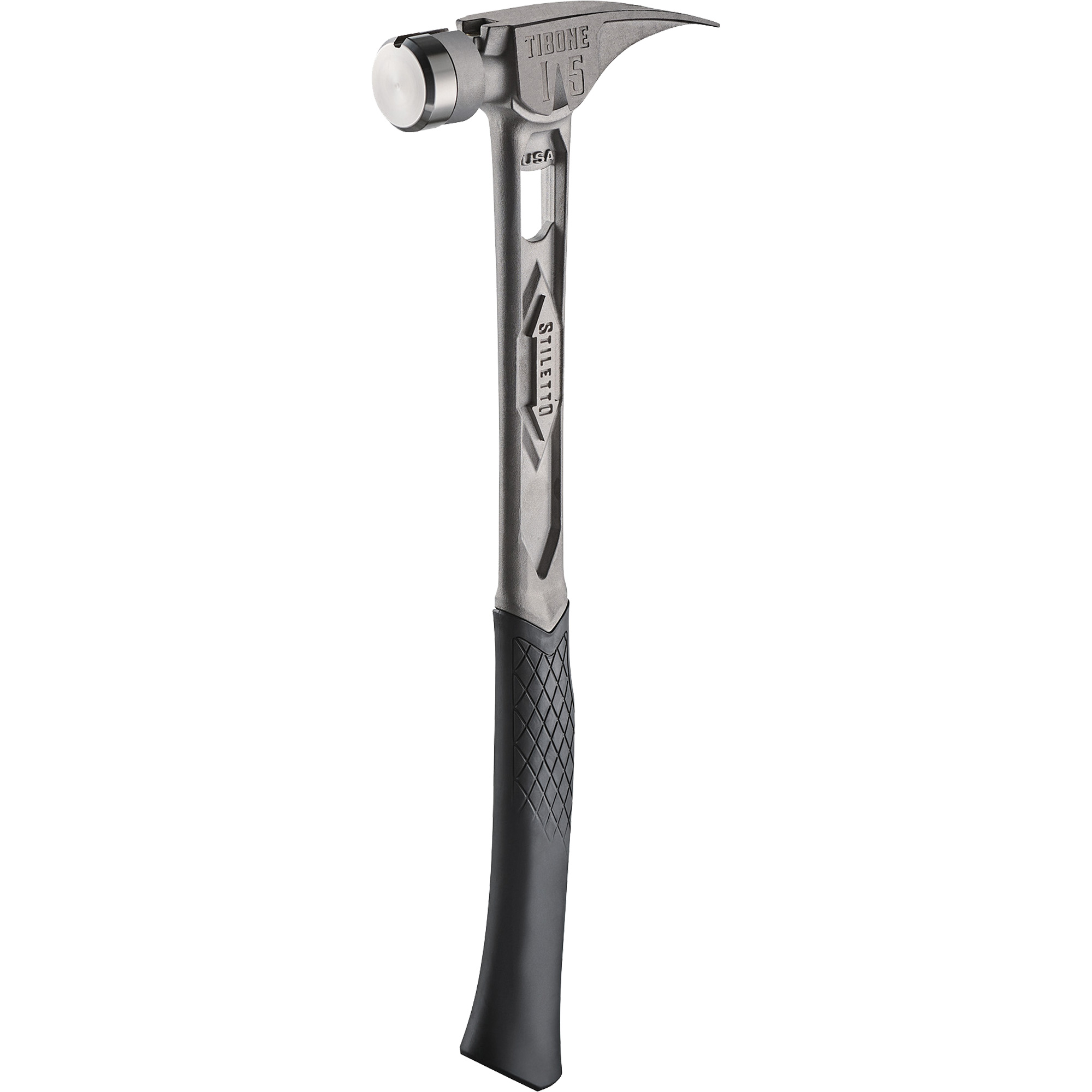Marteau de charpente en titane lisse TIBONEMC, 15 oz, Prise en Acier plein, 17-17/50" lo