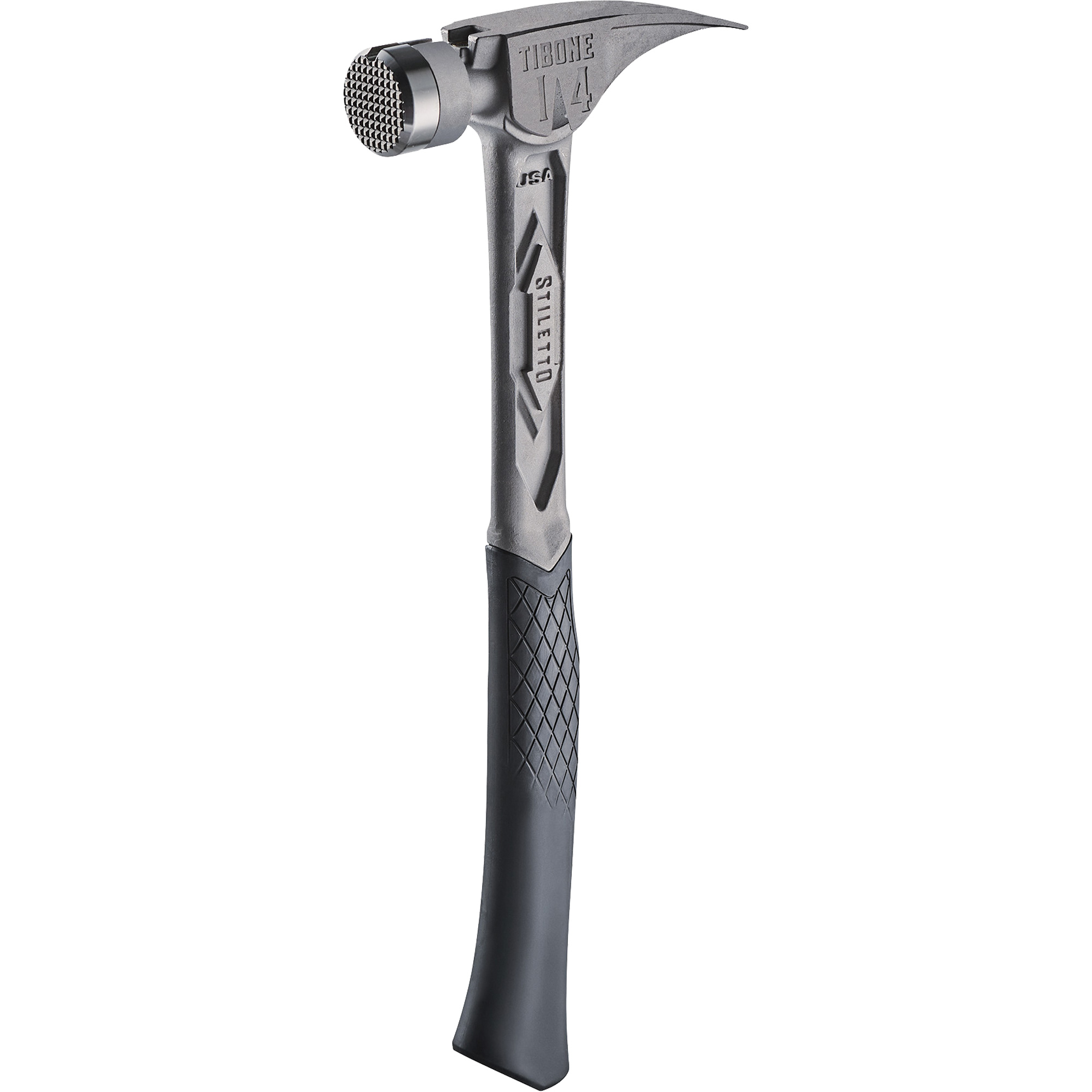 Marteau de charpente en titane meulé TIBONEMC, 14 oz, Prise en Acier plein, 15-1/4" lo