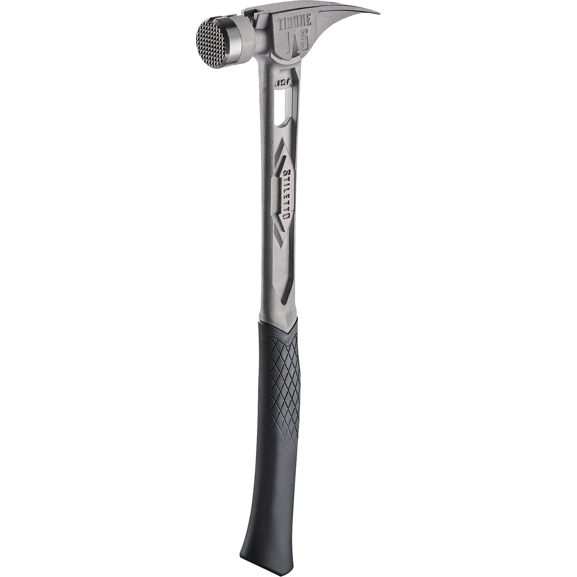 Marteau de charpente en titane meulé TIBONEMC, 15 oz, Prise en Acier plein, 17-17/50" lo