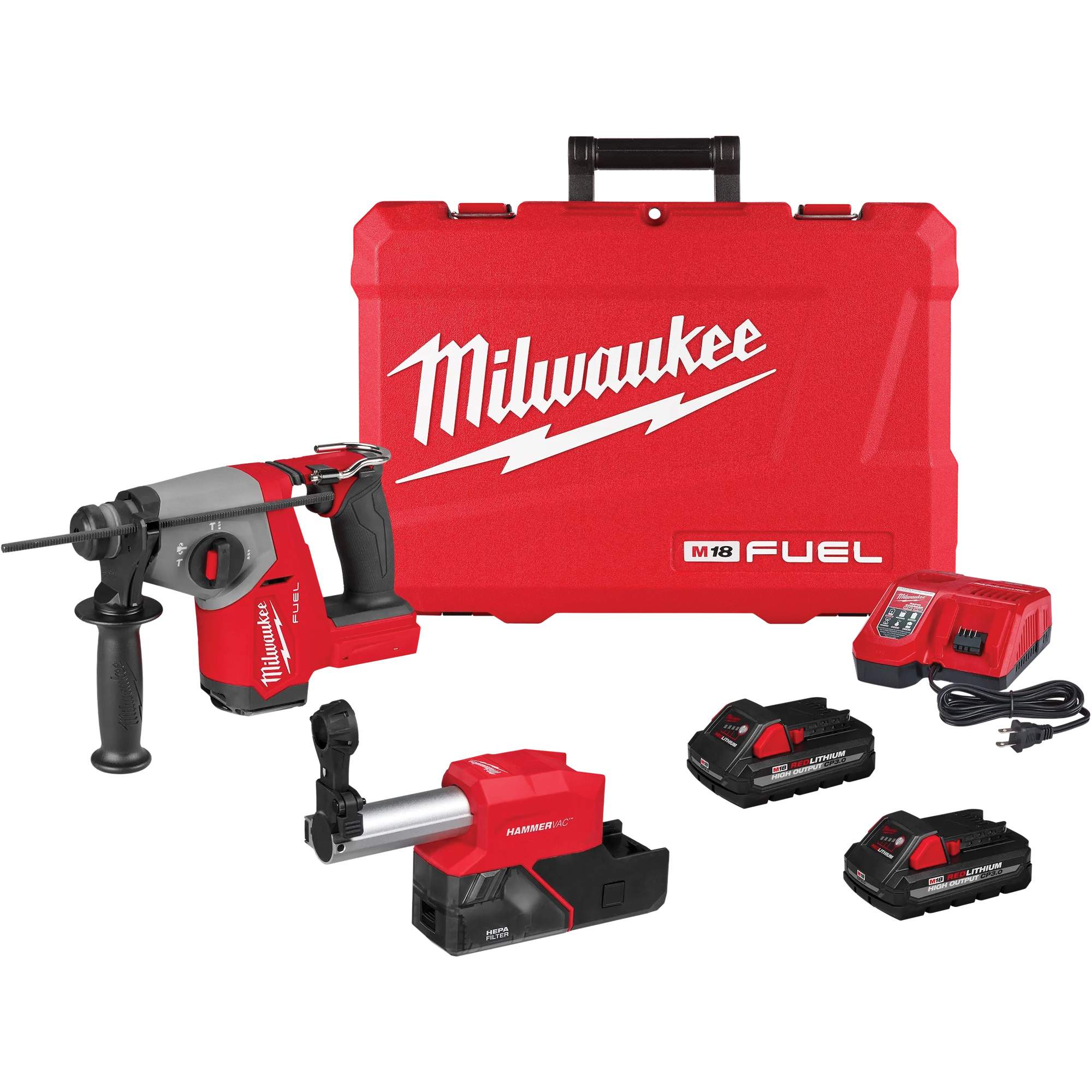 Marteau rotatif FUELMC SDS Plus avec ensemble extracteur de poussière, 18 V, 5/8", 1400 tr/min