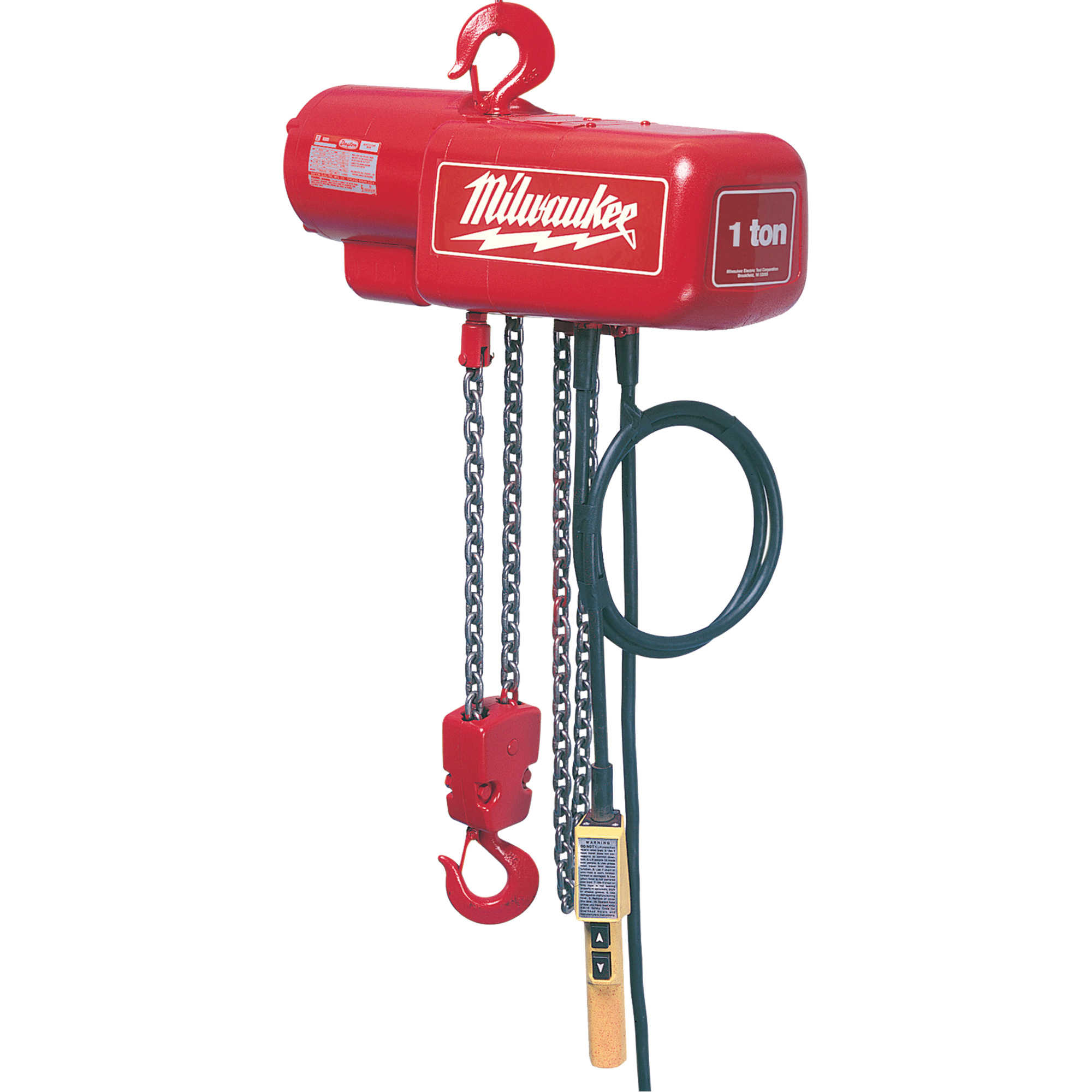Palan électrique à chaîne, Levée 10', Capacité 2000 lb (1 tonne), 16 pi/min