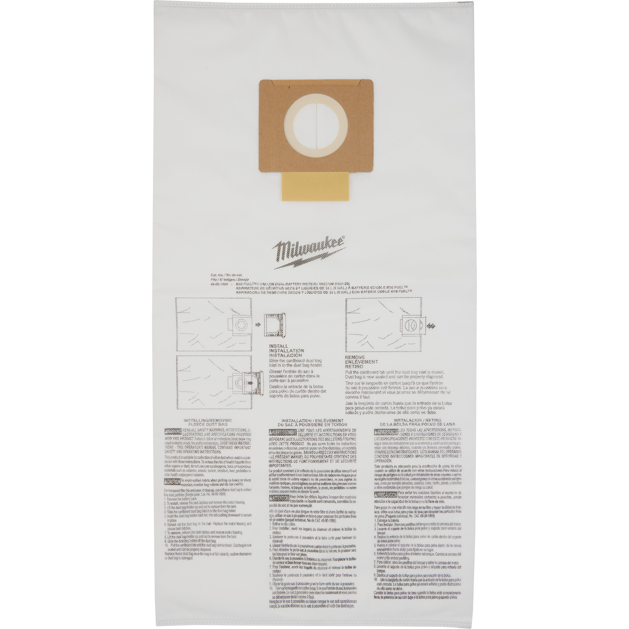 Sacs à poussière molletonnés, 9 gal. US