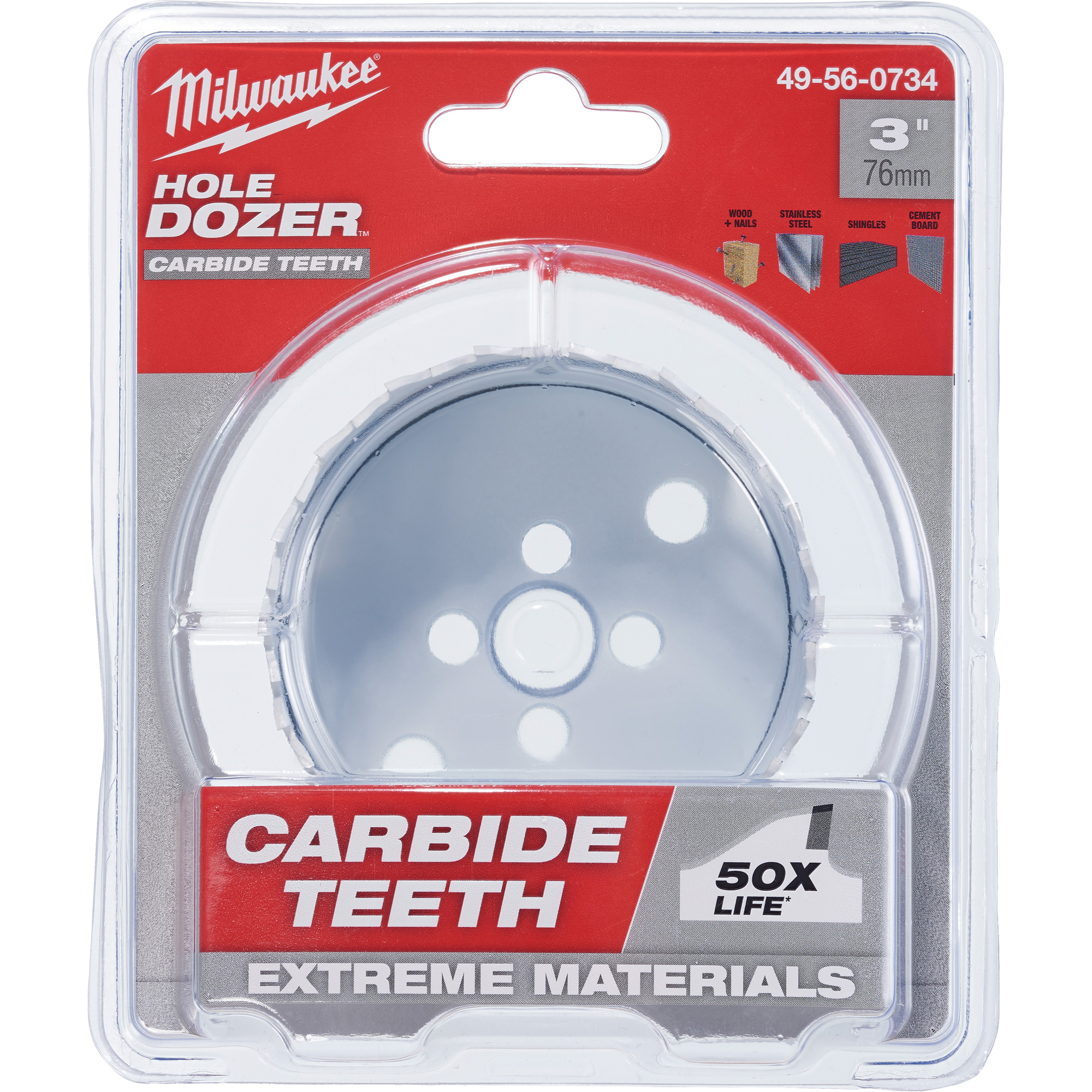 Scie à bouteur Hole DozerMC avec dents au carbure, 3", Profondeur de la coupe 1-63/100", Carbure