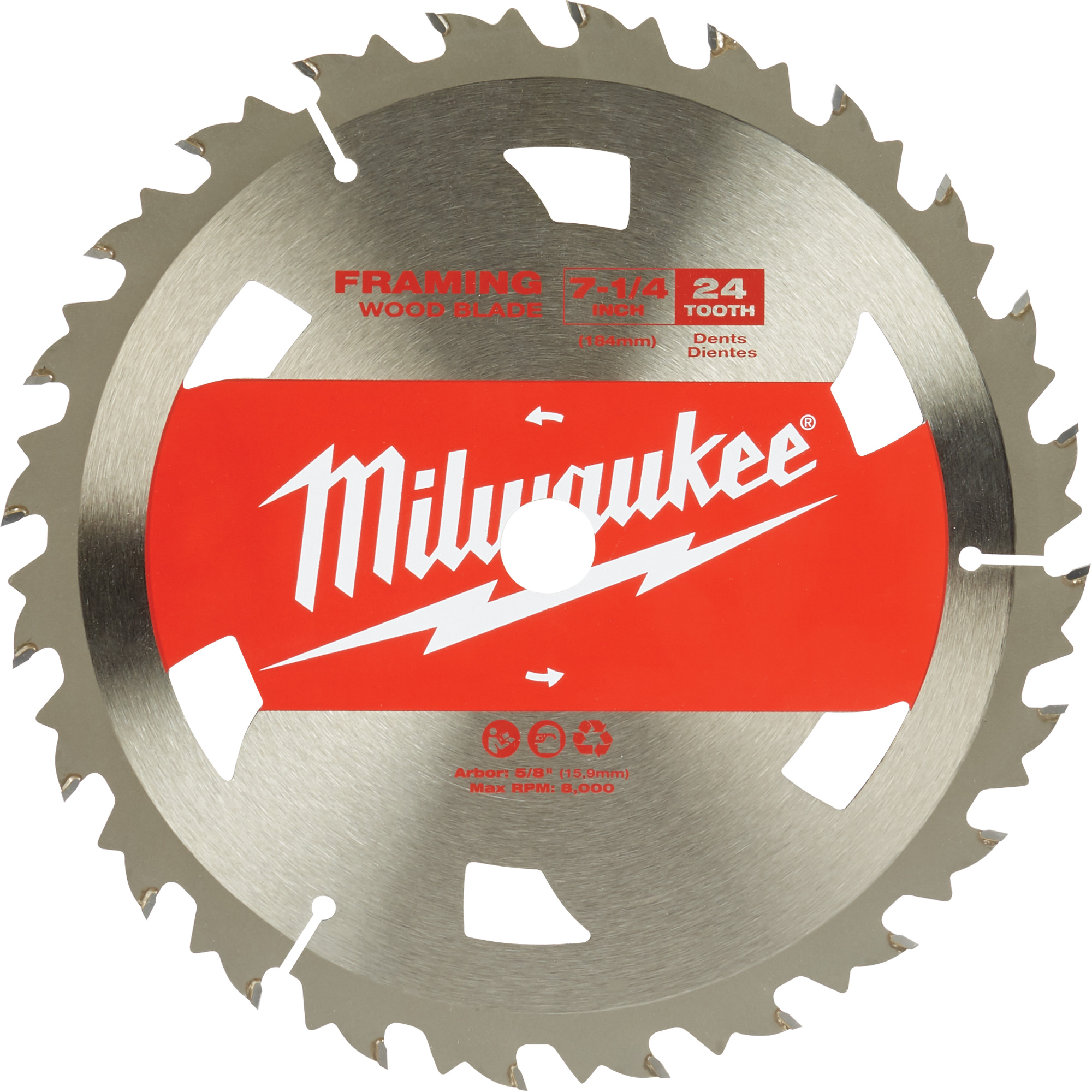 Scie circulaire de charpente, 7-1/4", 24 dents, Pour Bois