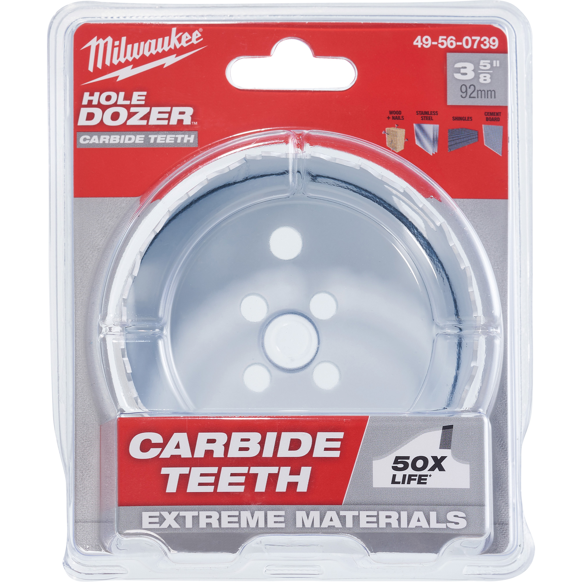 Scie-cloche Hole DozerMC avec dents au carbure, 3-5/8", Profondeur de la coupe 1-5/8", Carbure