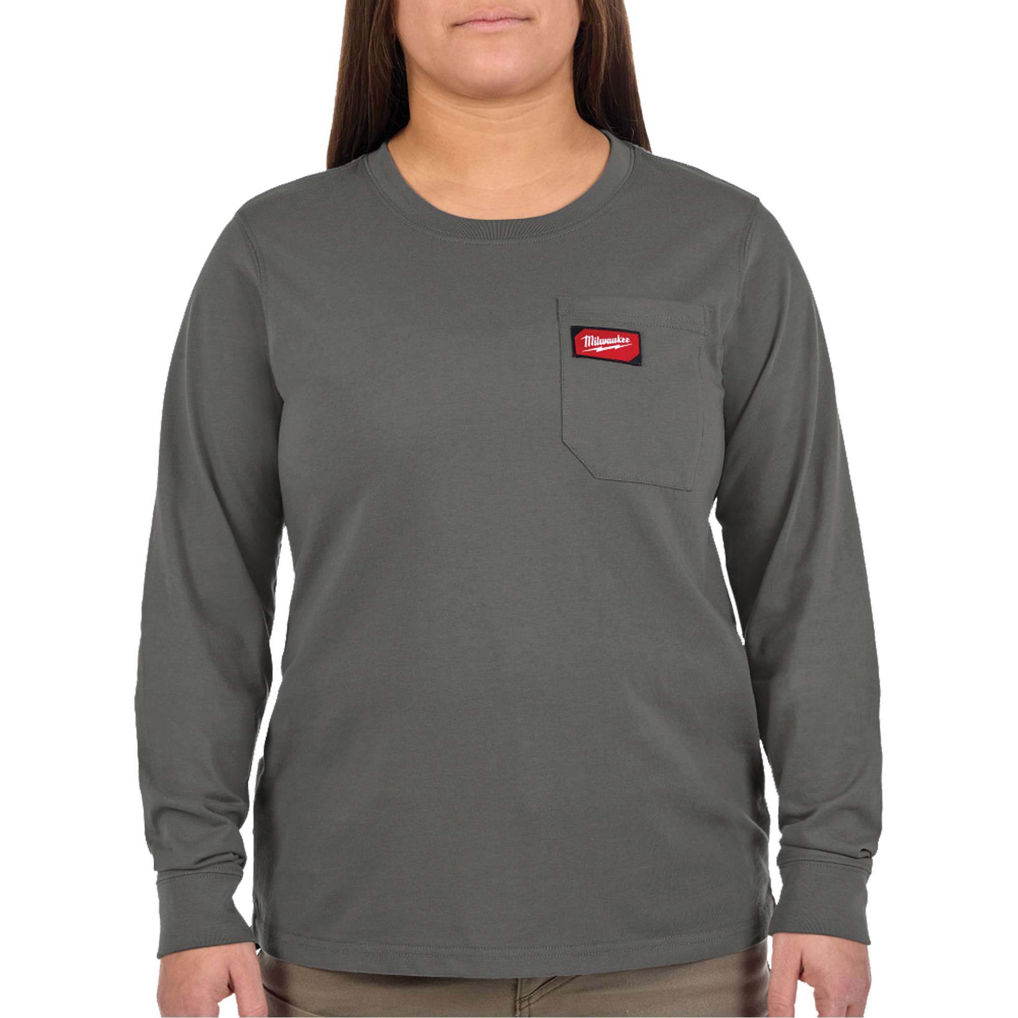T-shirt à manches longues avec poches GRIDIRON, Femmes, 2T-Grand, Gris