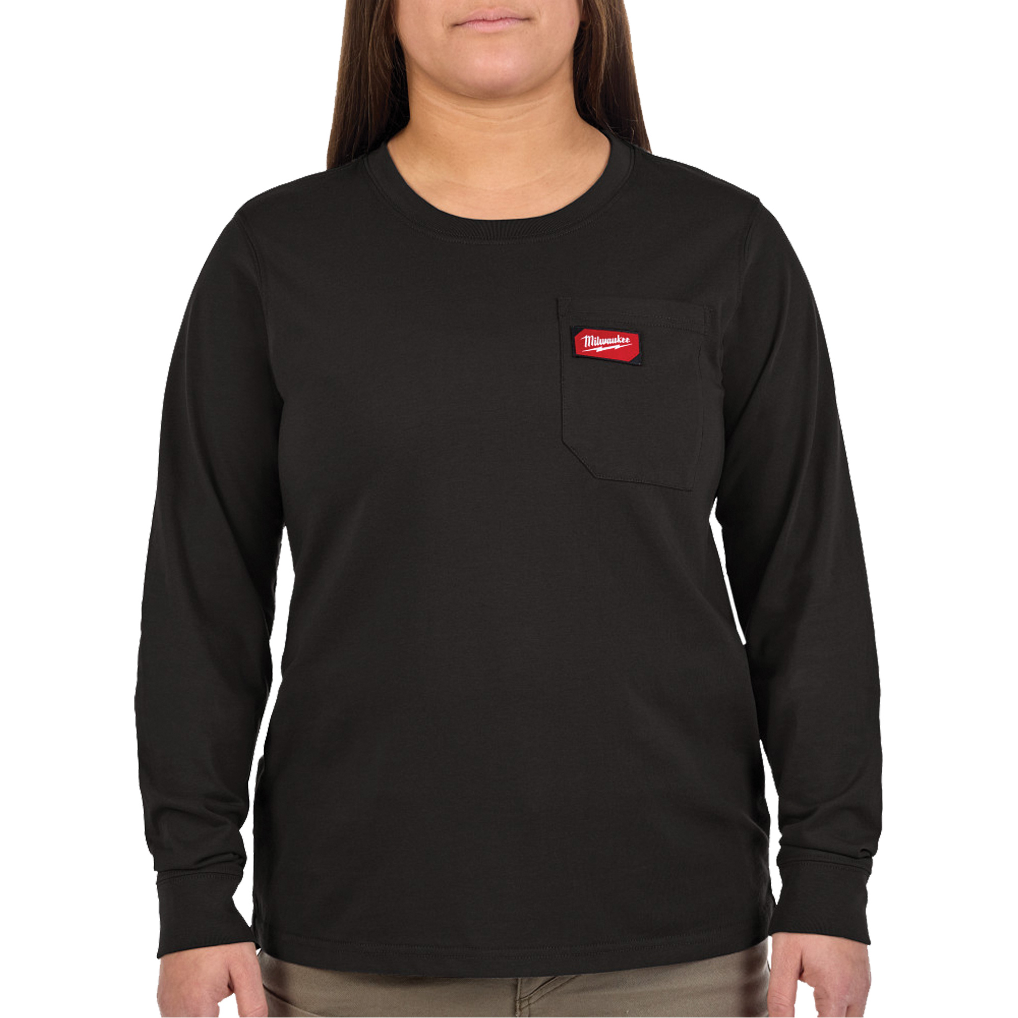 T-shirt à manches longues avec poches GRIDIRON, Femmes, Grand, Noir