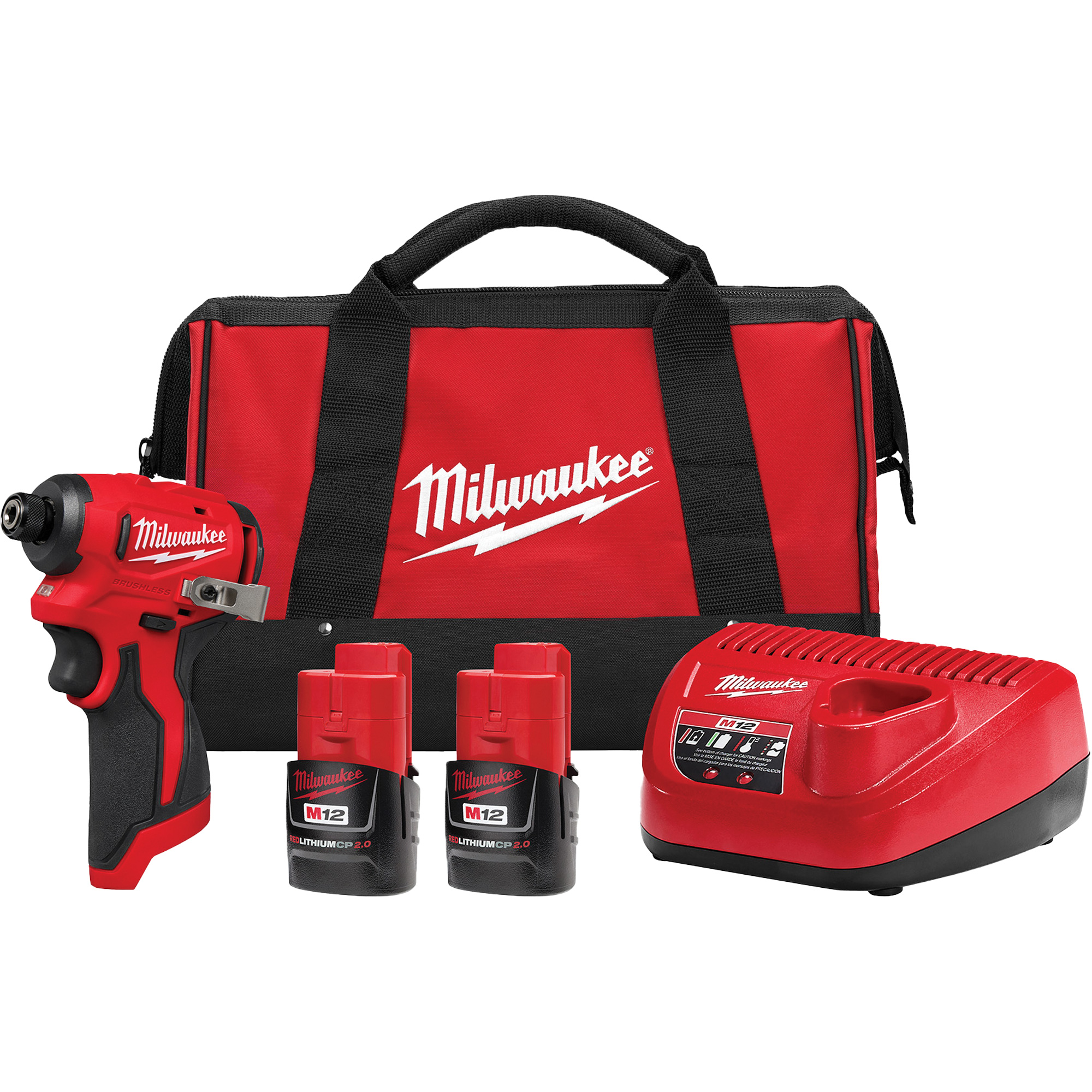 Trousse visseuse à chocs hexagonale sous-compacte sans balai M12MC, 1/4", 1100 in-lb Couple max., 12 V, Lithium-ion