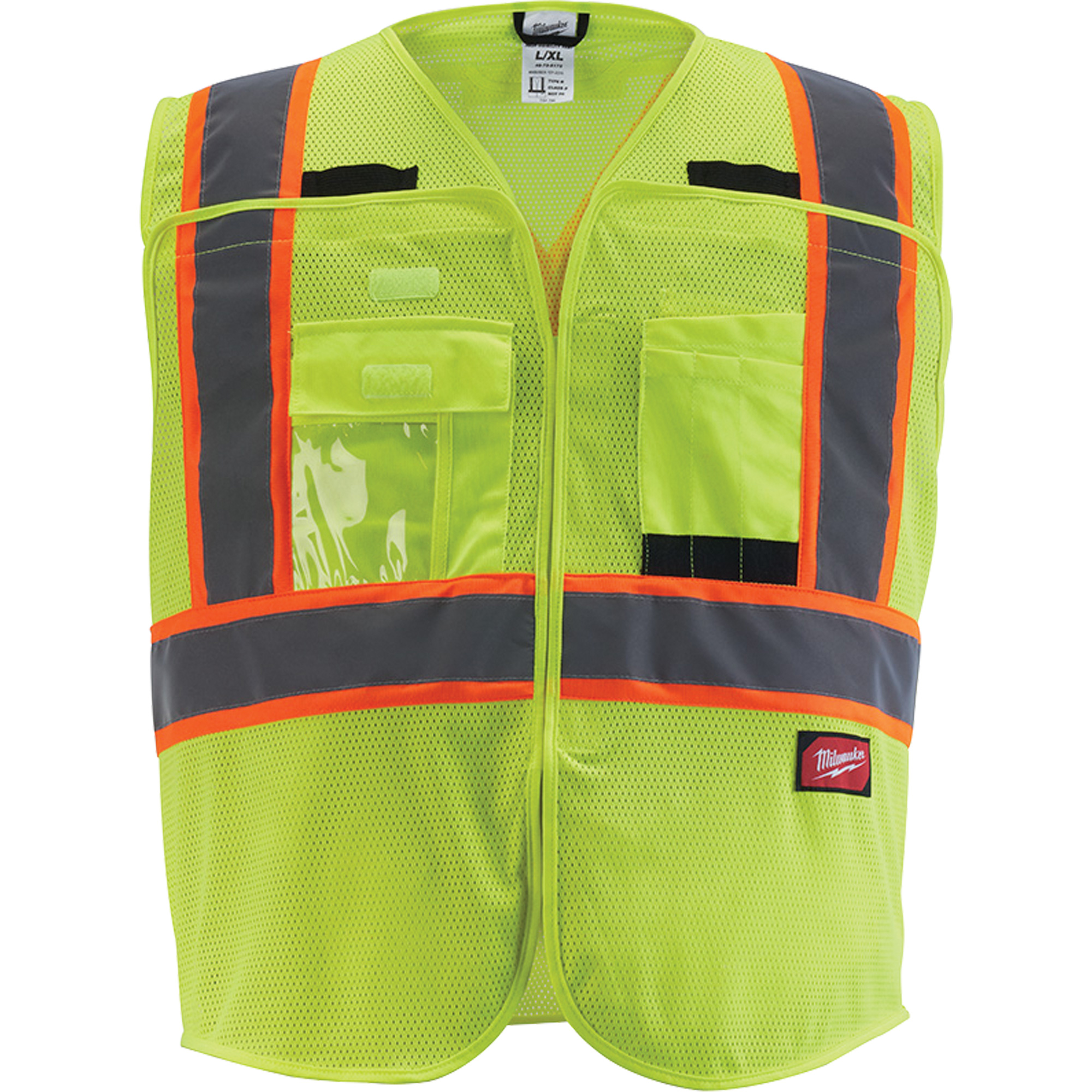 Veste de sécurité pour signaleur, Jaune lime haute visibilité, 2T-Grand/3T-Grand
