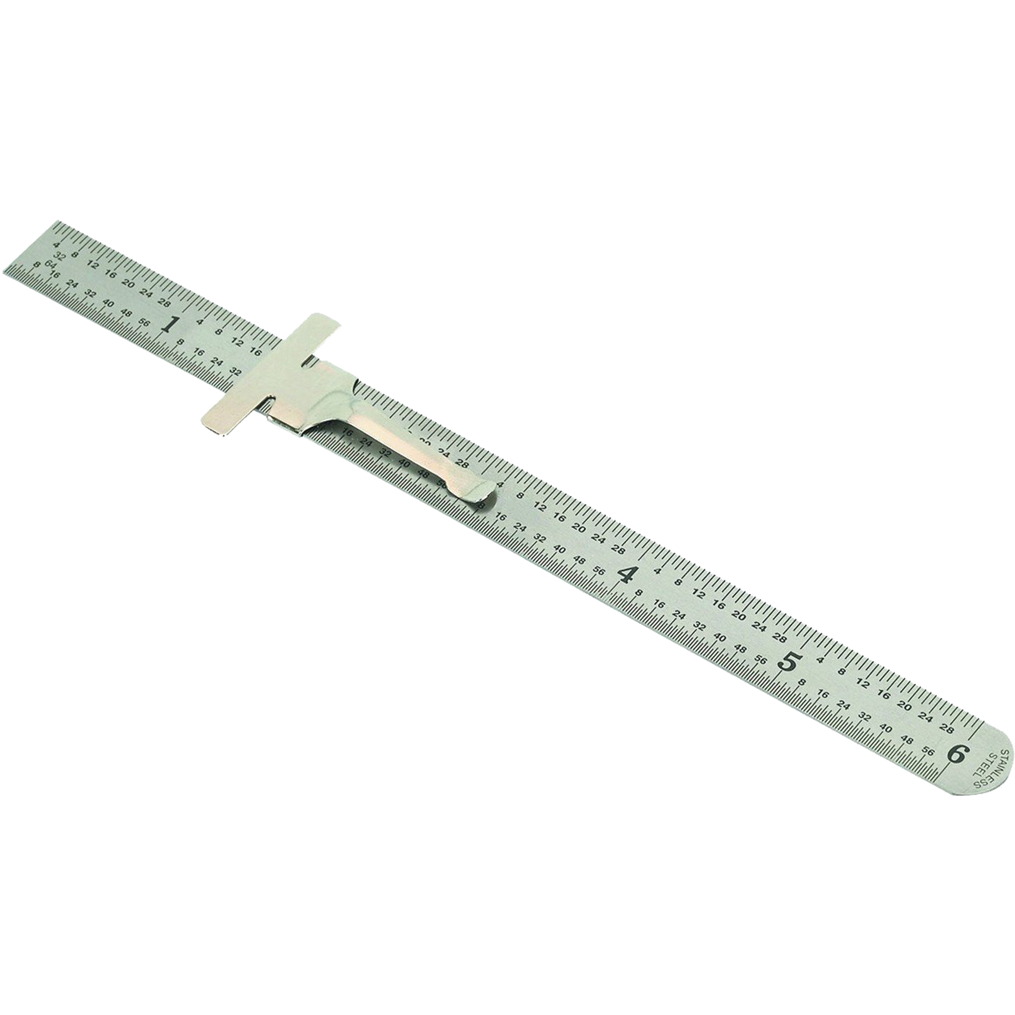 Règle de poche, 6" lo, Acier, Graduations de 1/64" (1 mm)