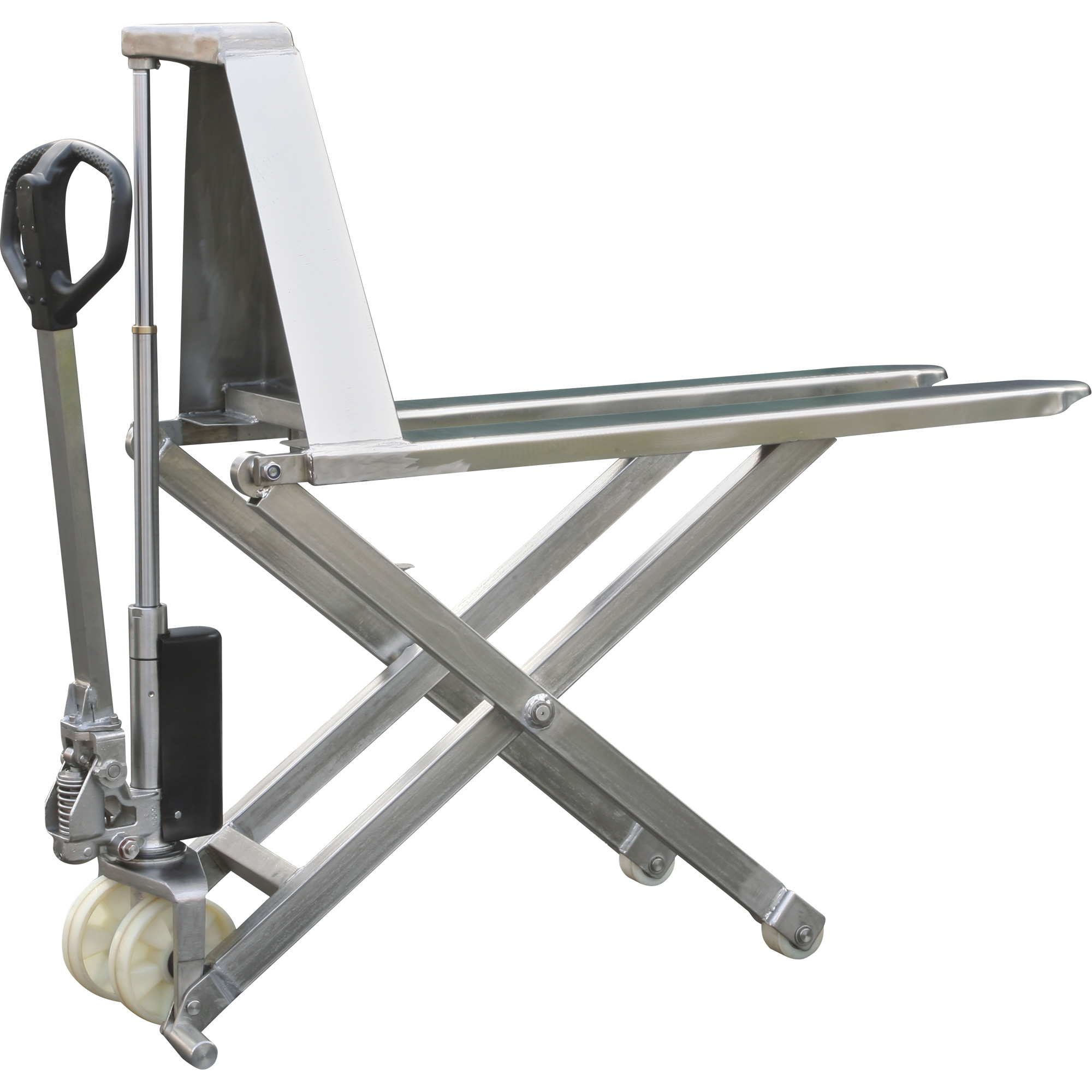 Chariot élévateur à ciseaux Eco, 45" lo x 21" la, Acier inoxydable, Capacité de 2200 lb