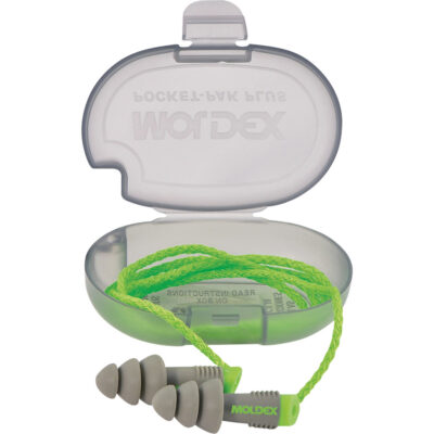 Bouchons d'oreilles réutilisables AlphasMC, Avec cordon, Vrac - Étui en plastique, 27 dB NRR, Taille unique