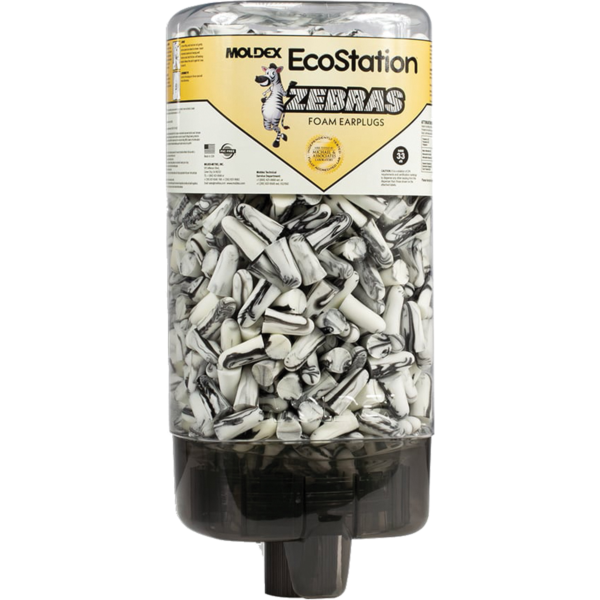 Distributeur de bouchons d'oreilles EcoStationMD avec des bouchons d'oreilles ZebrasMC