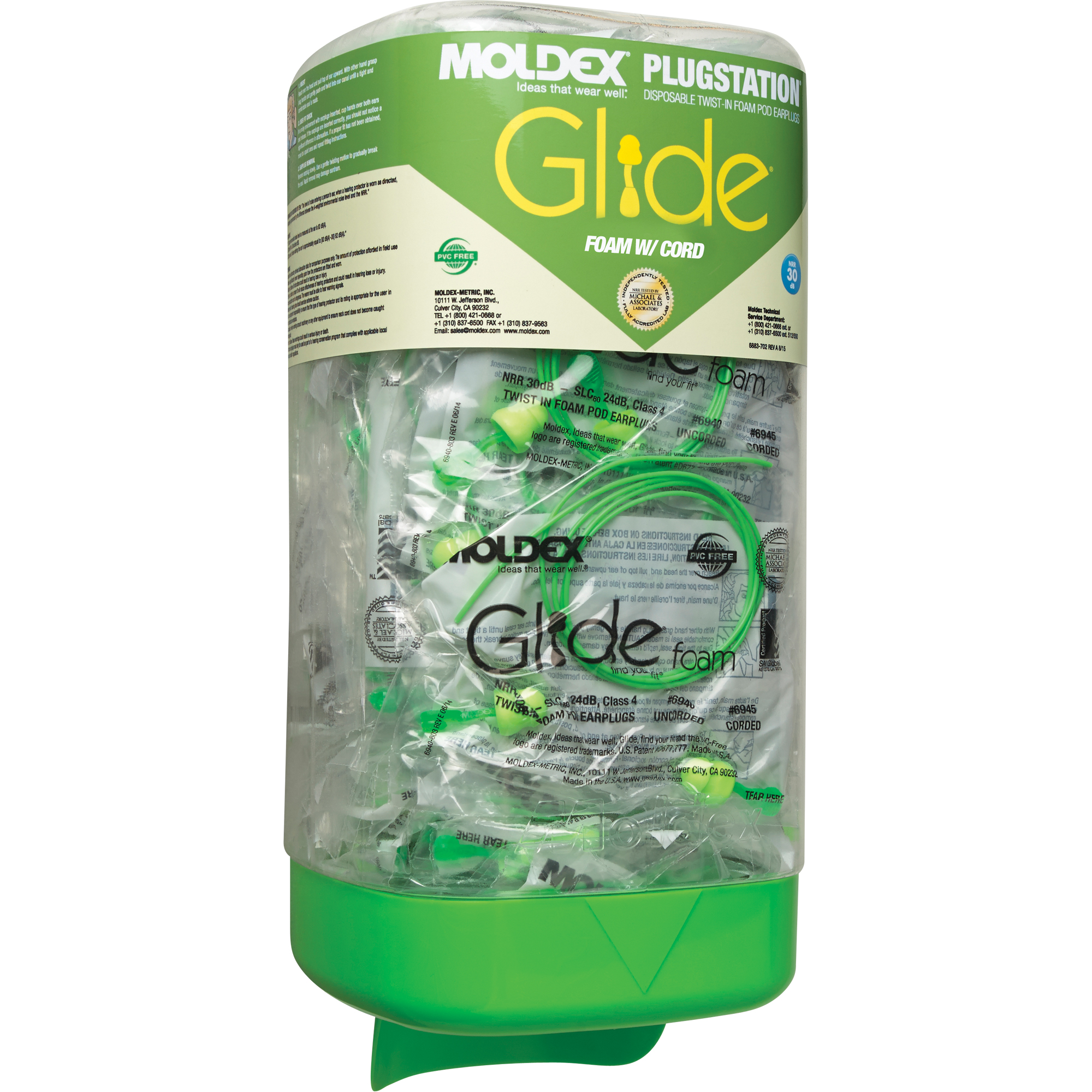 Distributeur PlugStationMD de bouchons d'oreilles GlideMD, Vrac - Boîte, Avec cordon