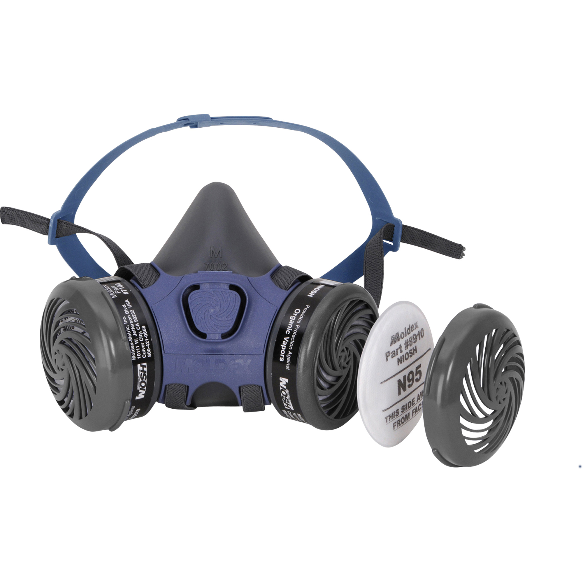 Respirateur à demi-masque 7000 pré-assemblé pour la peinture pulvérisée/pesticides, Élastomère/Thermoplastique, Moyen