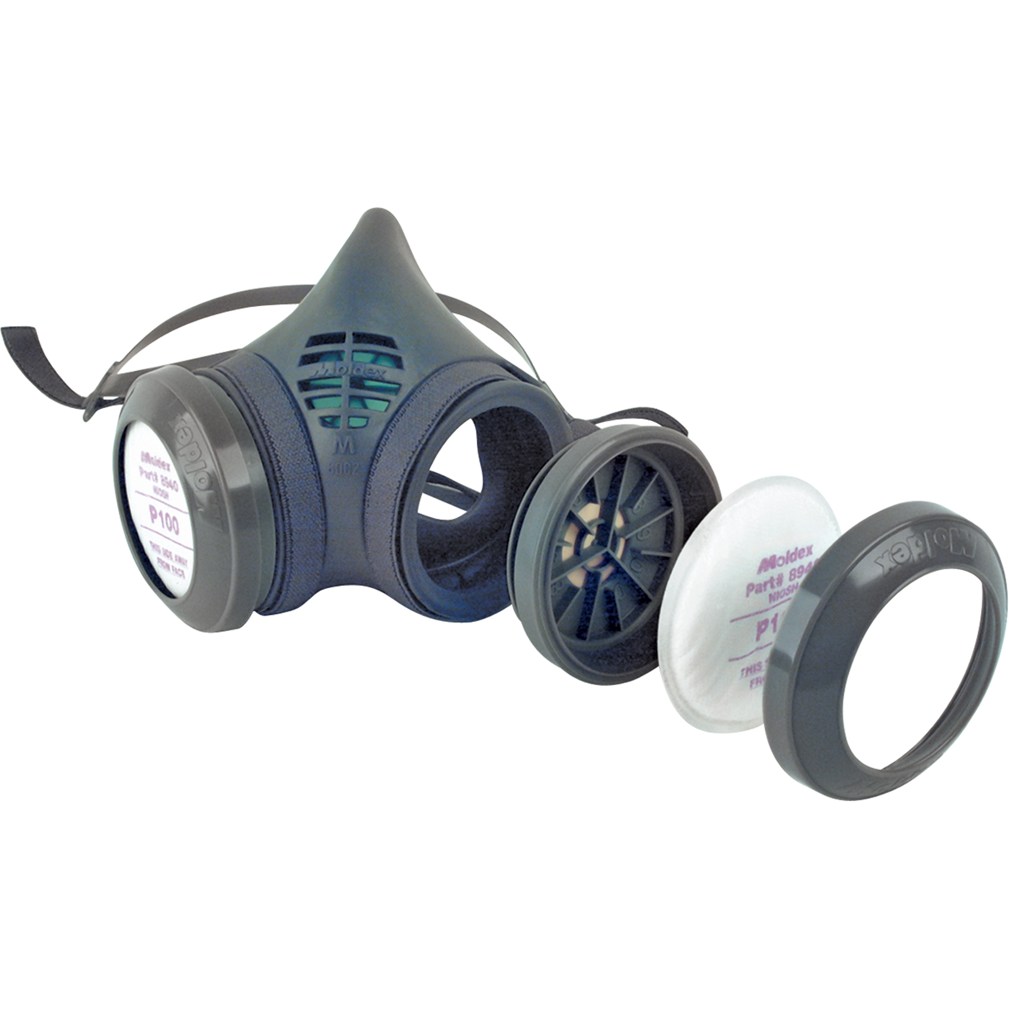 Respirateur à demi-masque assemblé de la série 8000, Élastomère/Thermoplastique, Grand