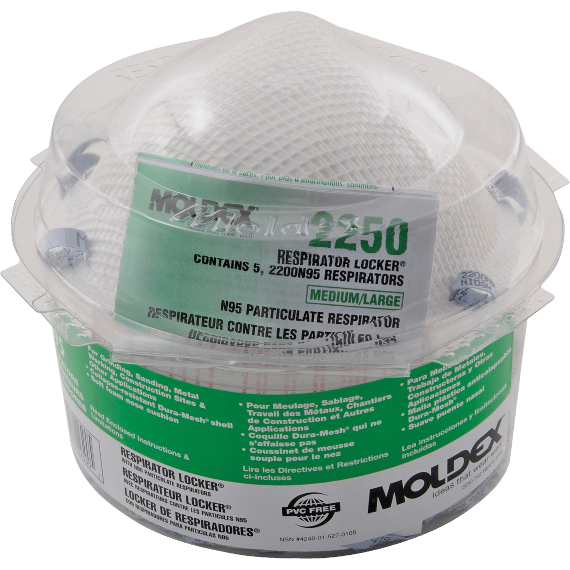 Respirator LockerMD 2250N95 avec masques 2200N95, N95, Certifié NIOSH, Moyen/grand/Taille unique