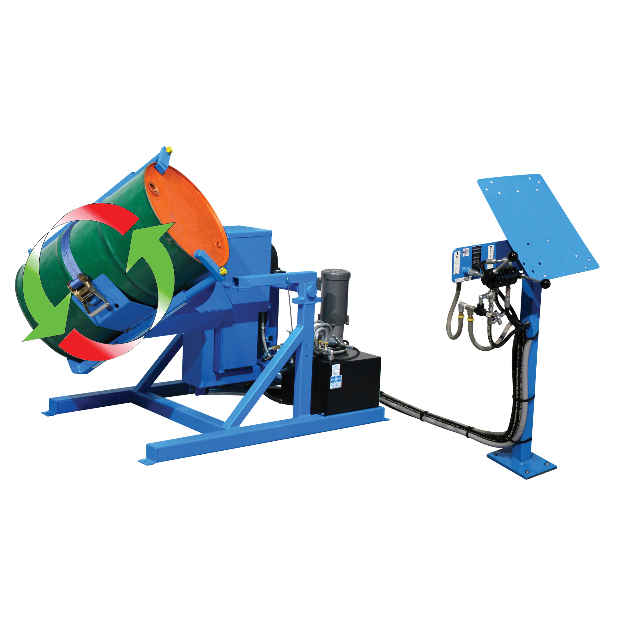 Basculeur de baril Tilt to Load, 55 gal. US (45 gal. imp.) Capacité, Vitesse variable, 2 CV