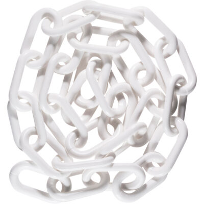 Barrière avec chaîne en plastique de 25', Blanc