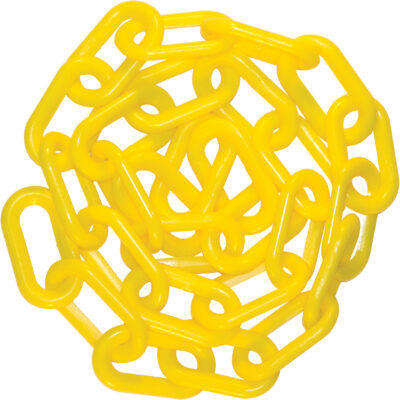Barrière avec chaîne en plastique de 25', Jaune