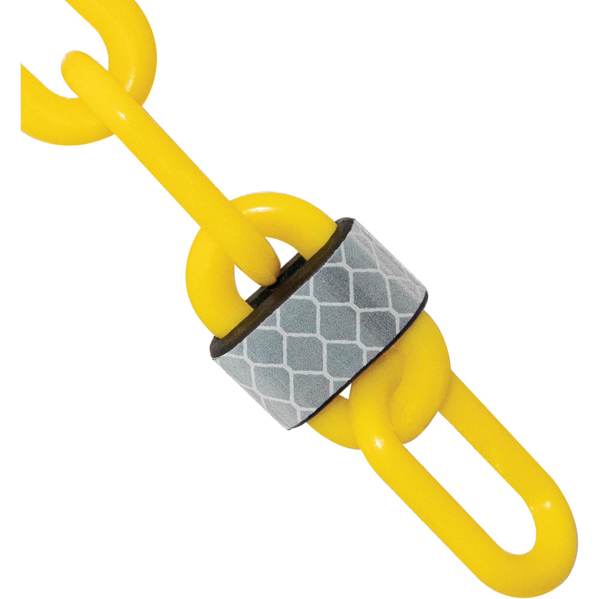 Barrière avec chaîne en plastique réfléchissante de 100 pi, Jaune