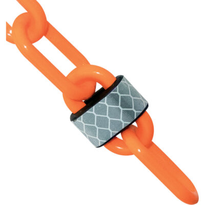 Barrière avec chaîne en plastique réfléchissante de 100 pi, Orange