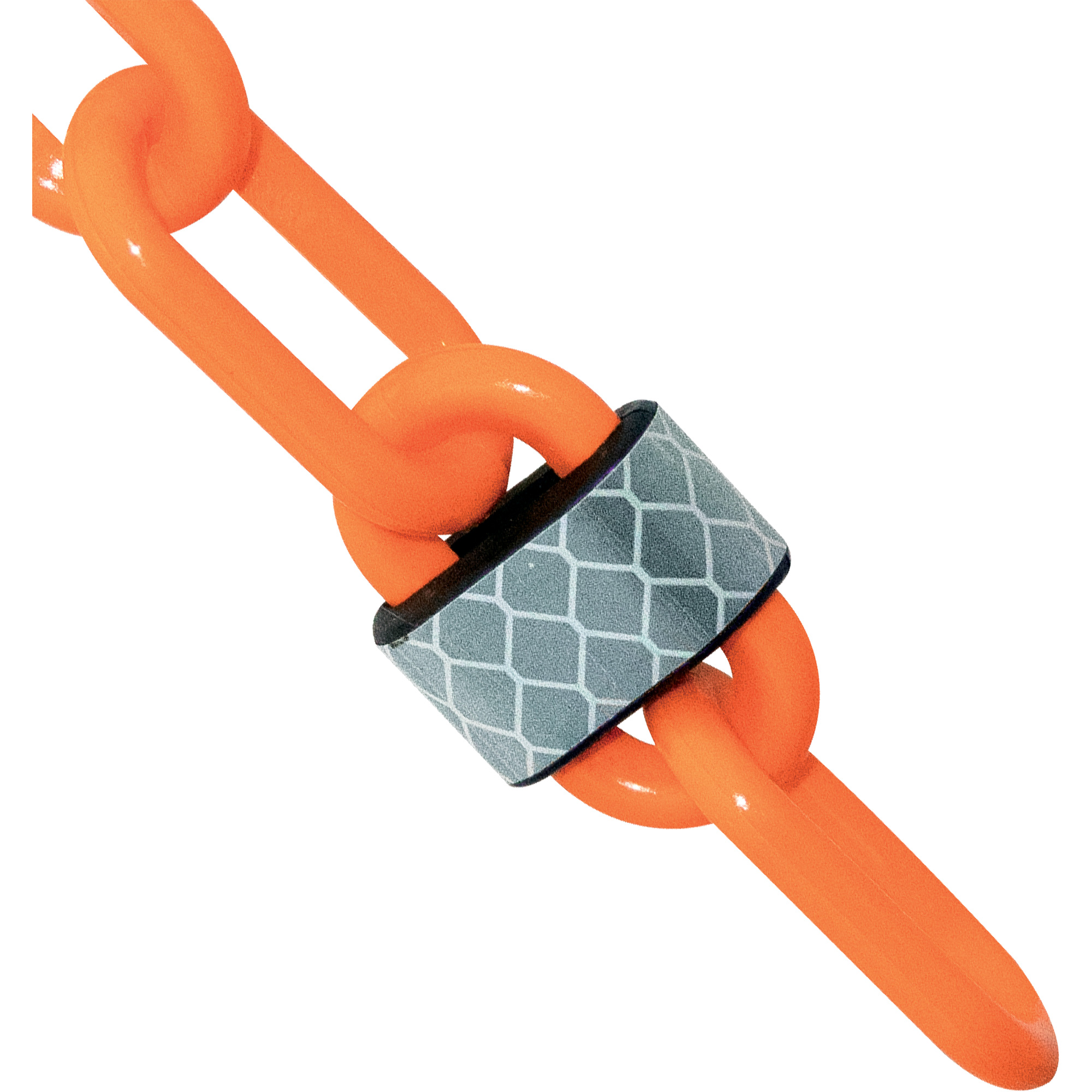 Barrière avec chaîne en plastique réfléchissante de 100 pi, Orange