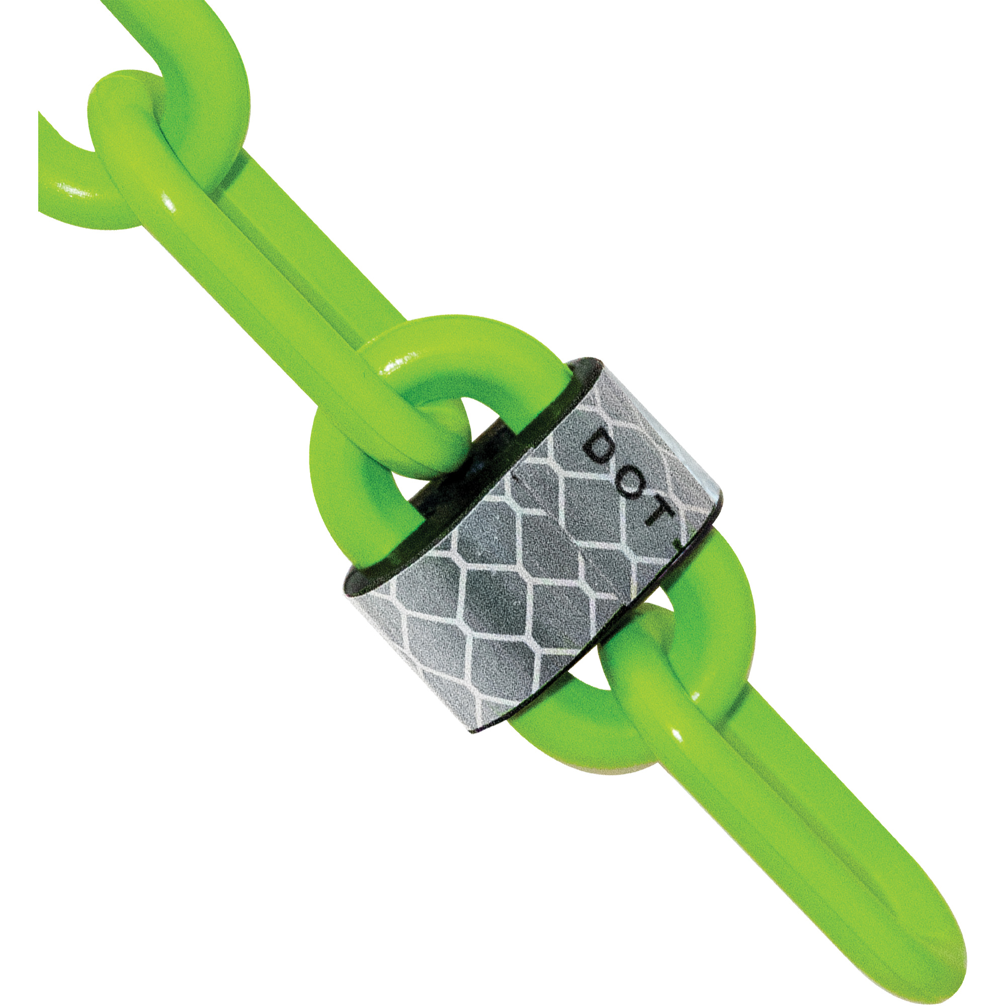 Barrière avec chaîne en plastique réfléchissante de 100 pi, Vert