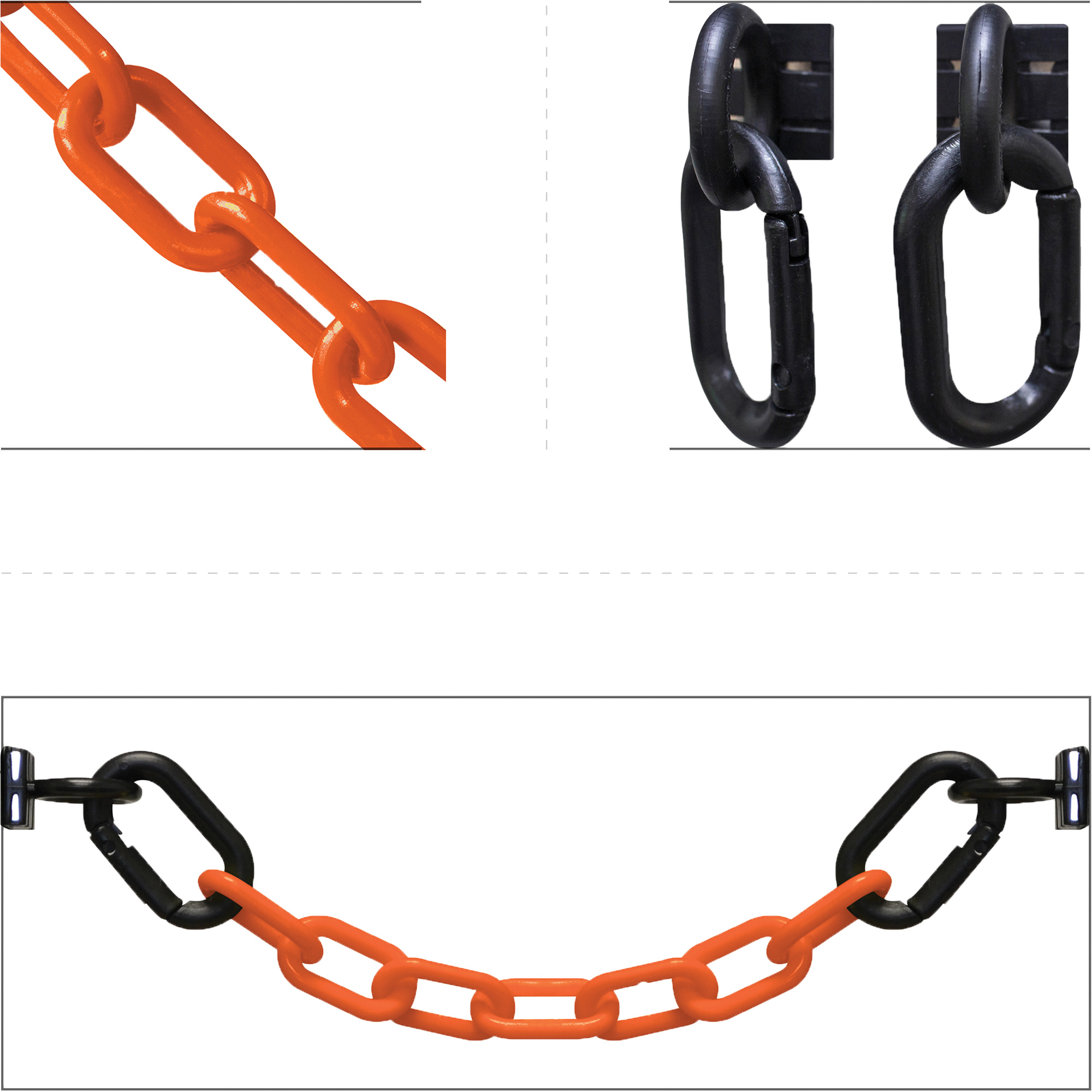 Ensemble de barrière à chaîne magnétique pour l'entrepôt, Orange