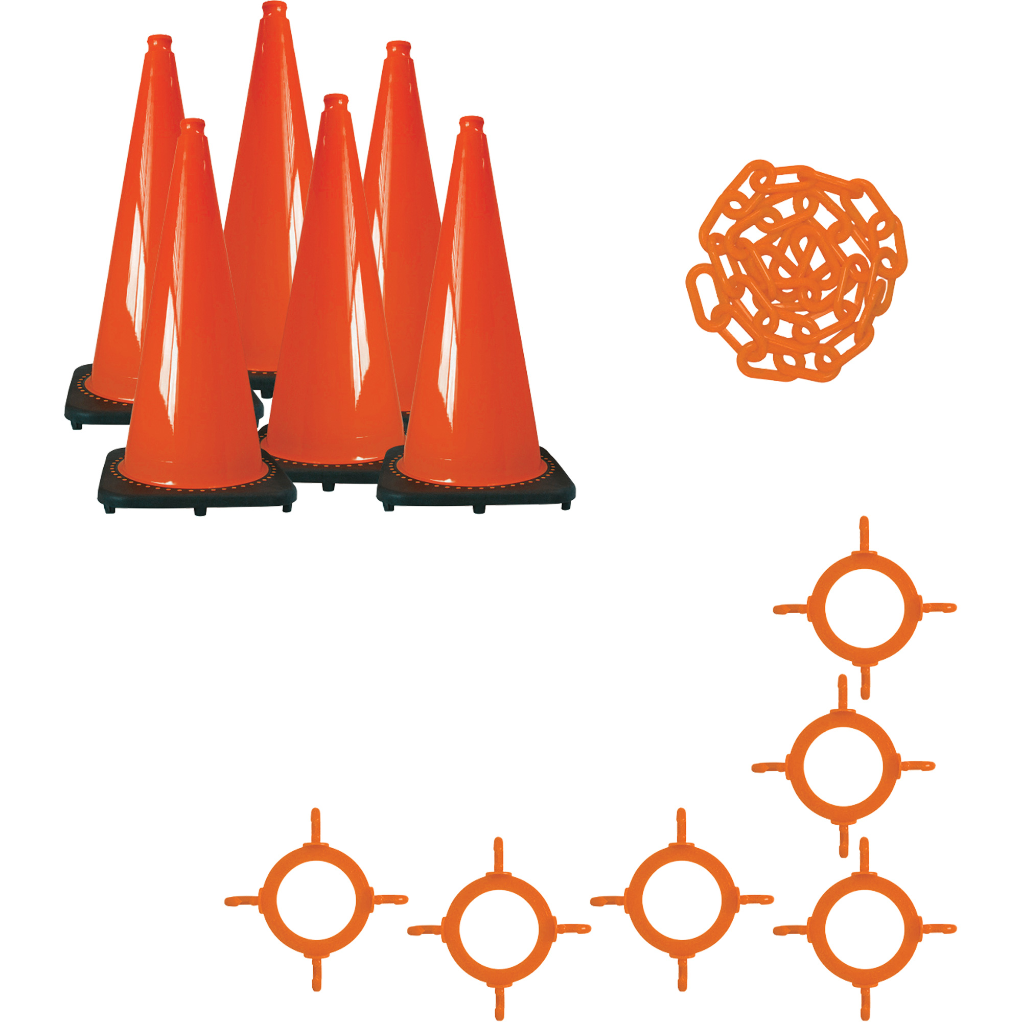 Ensemble de cônes de signalisation et chaînes, 28", Orange