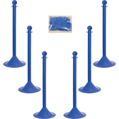 Trousse de poteaux et chaîne pour service léger, Hauteur de 41", Bleu