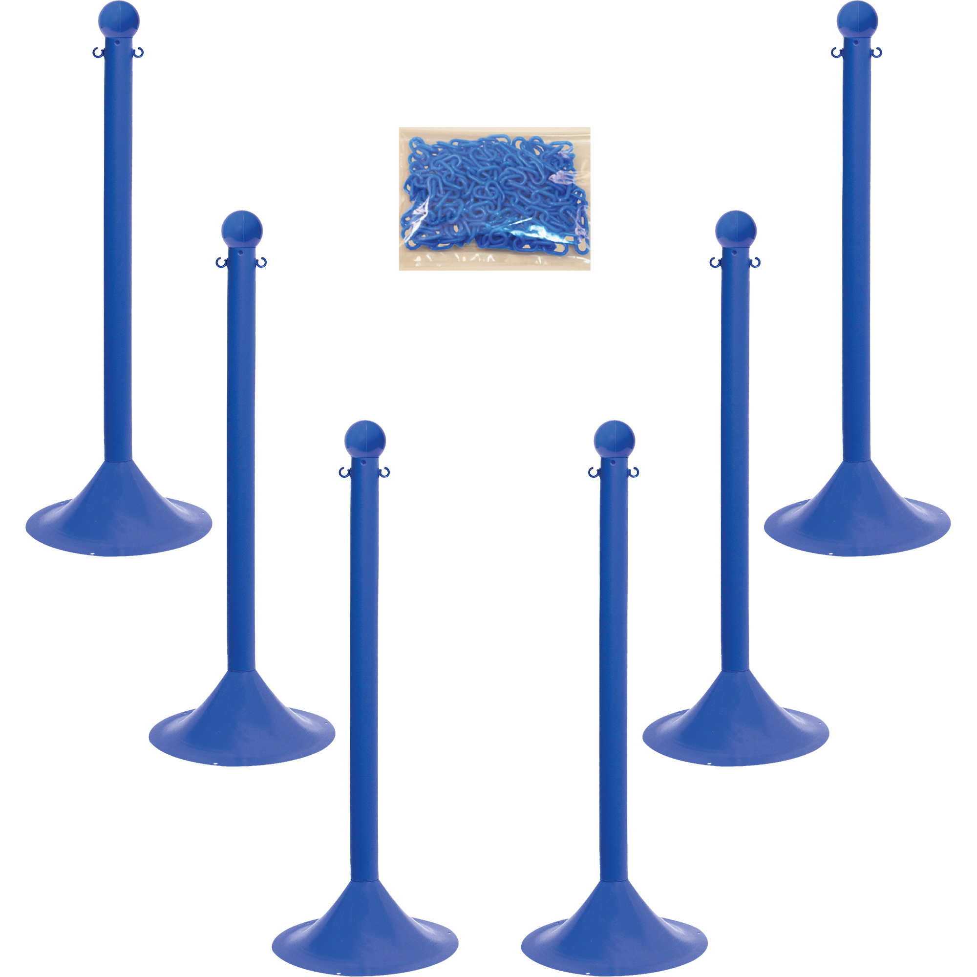 Trousse de poteaux et chaîne pour service léger, Hauteur de 41", Bleu