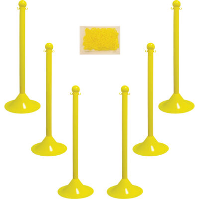 Trousse de poteaux et chaîne pour service léger, Hauteur de 41", Jaune